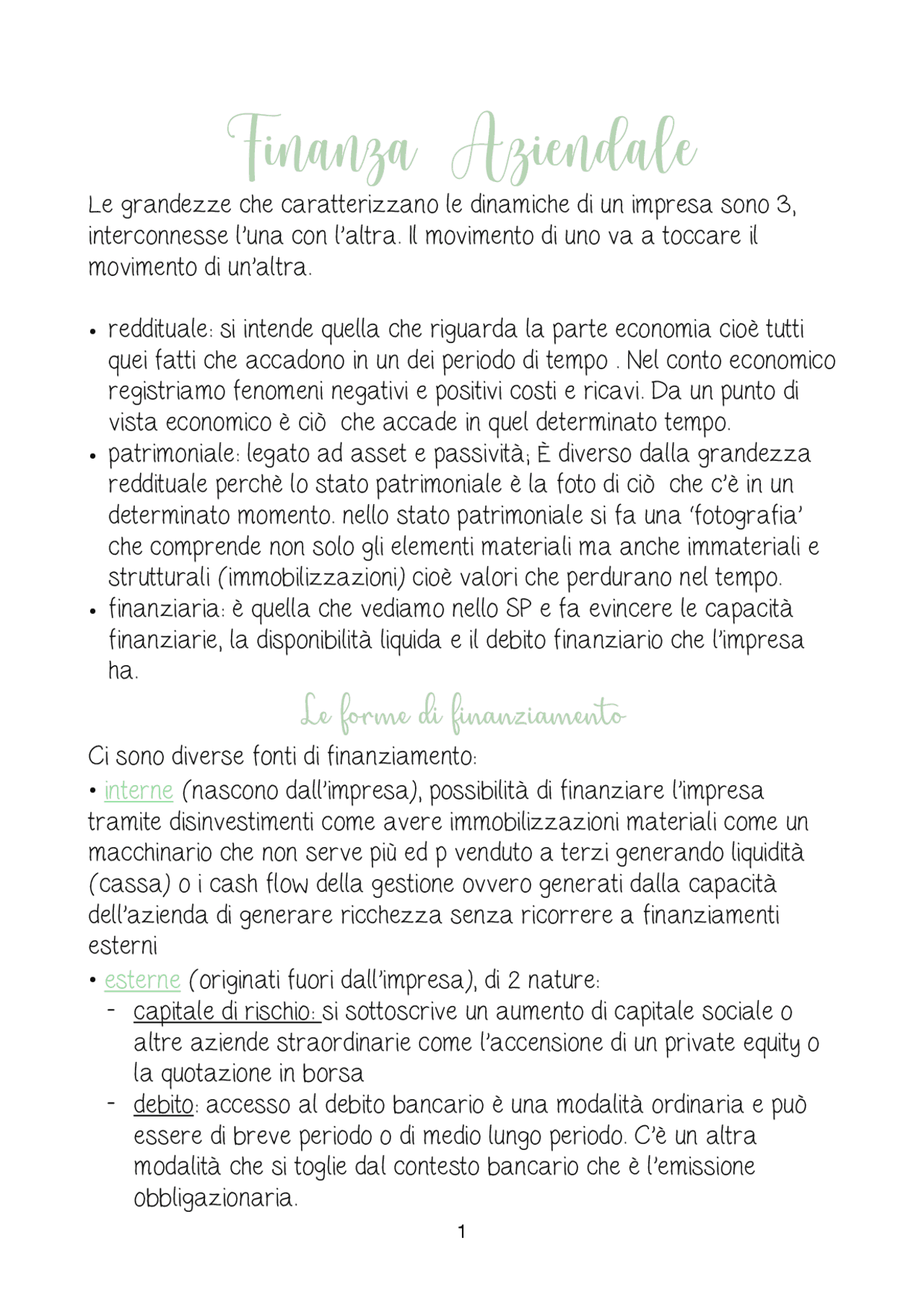 FINANZA AZIENDALE ELI 3 anno | Dispense di Finanza Aziendale | Docsity