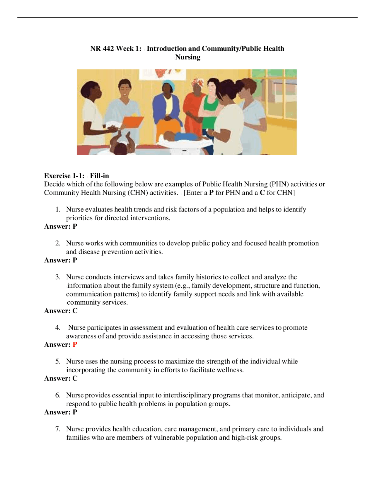NR 442 Week 1 Introduction and Community Public Health Nursing. | Exams ...