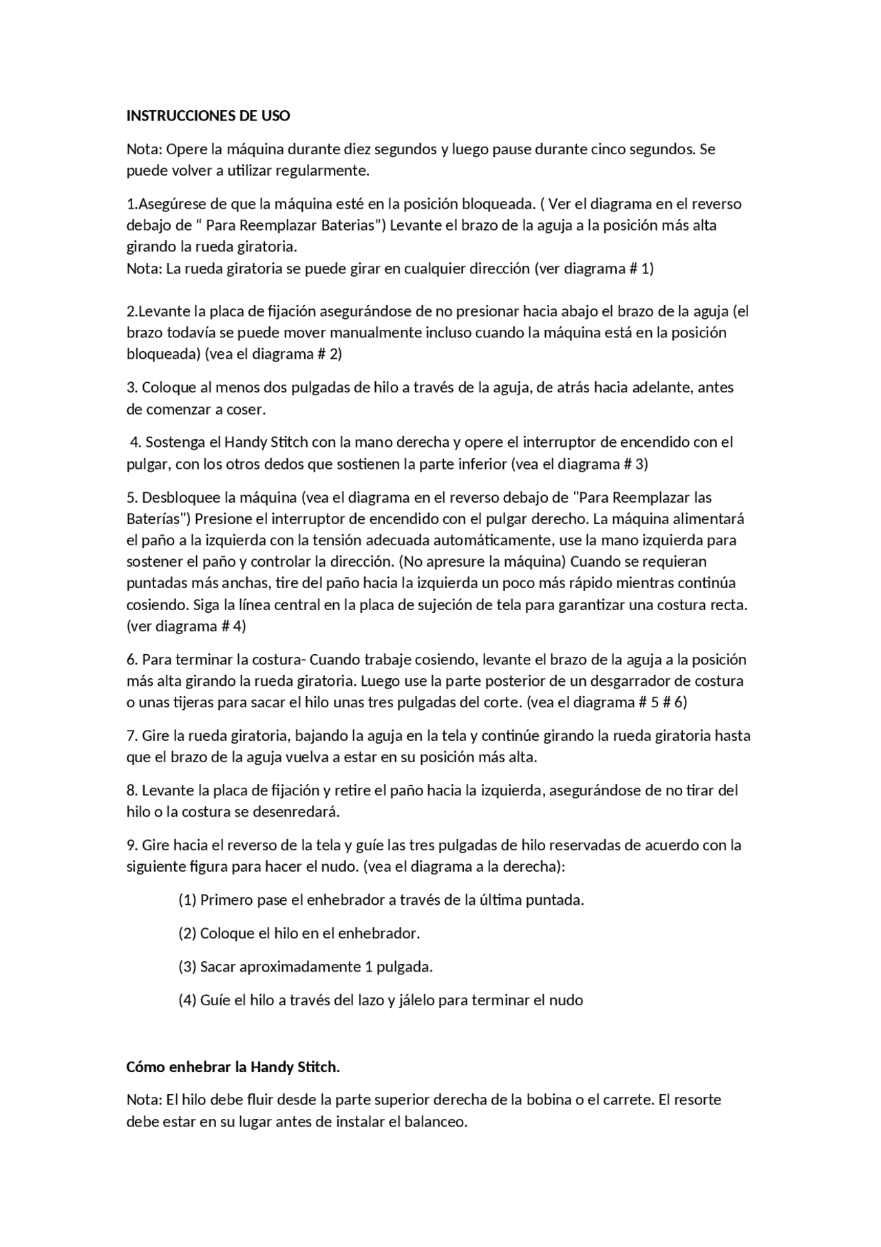 Manual de instrucciones Handy Stitch Transcripciones de Tecnología