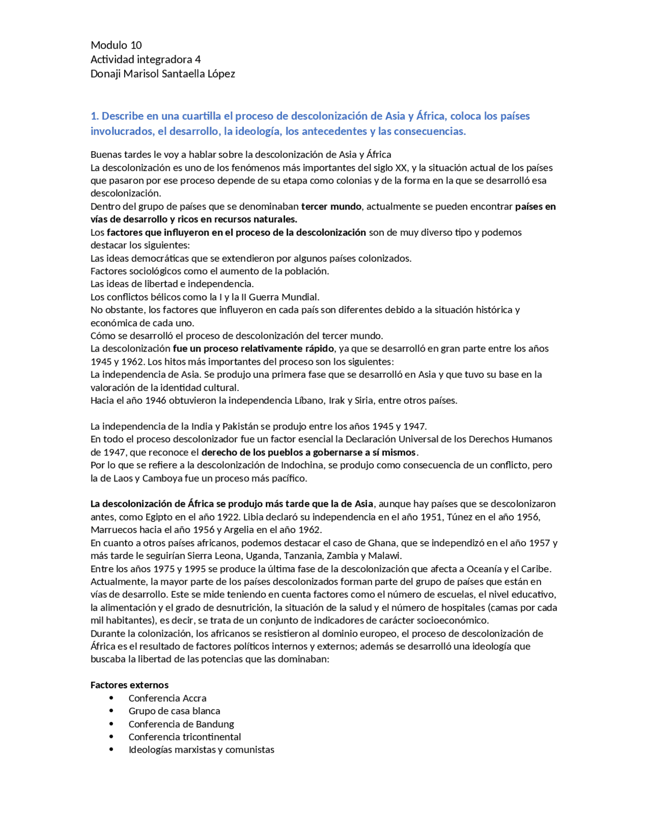 Modulo 10 actividad integradora 4 - Docsity