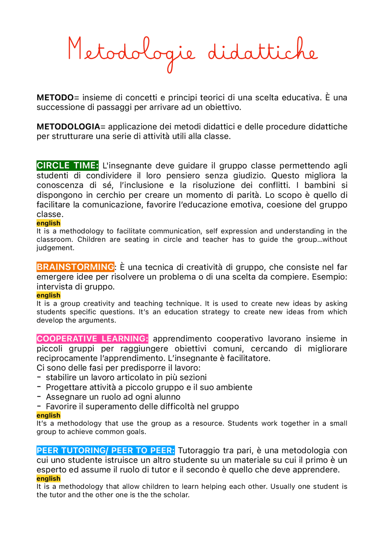 Metodologie didattiche attive Sintesi del corso di Didattica Pedagogica Docsity Metodologie didattiche attive Sintesi del corso di Didattica Pedagogica Docsity