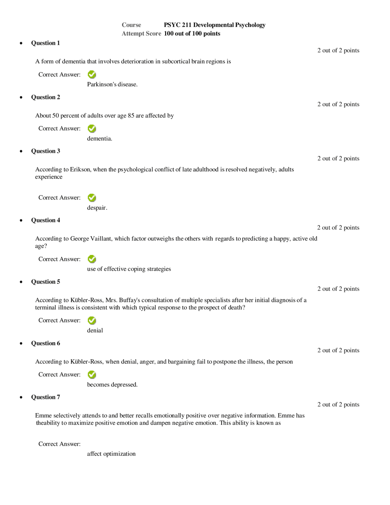 PSYC 211 W8 Exam 8 (CH 17-18-19) Questions and Answers - Docsity