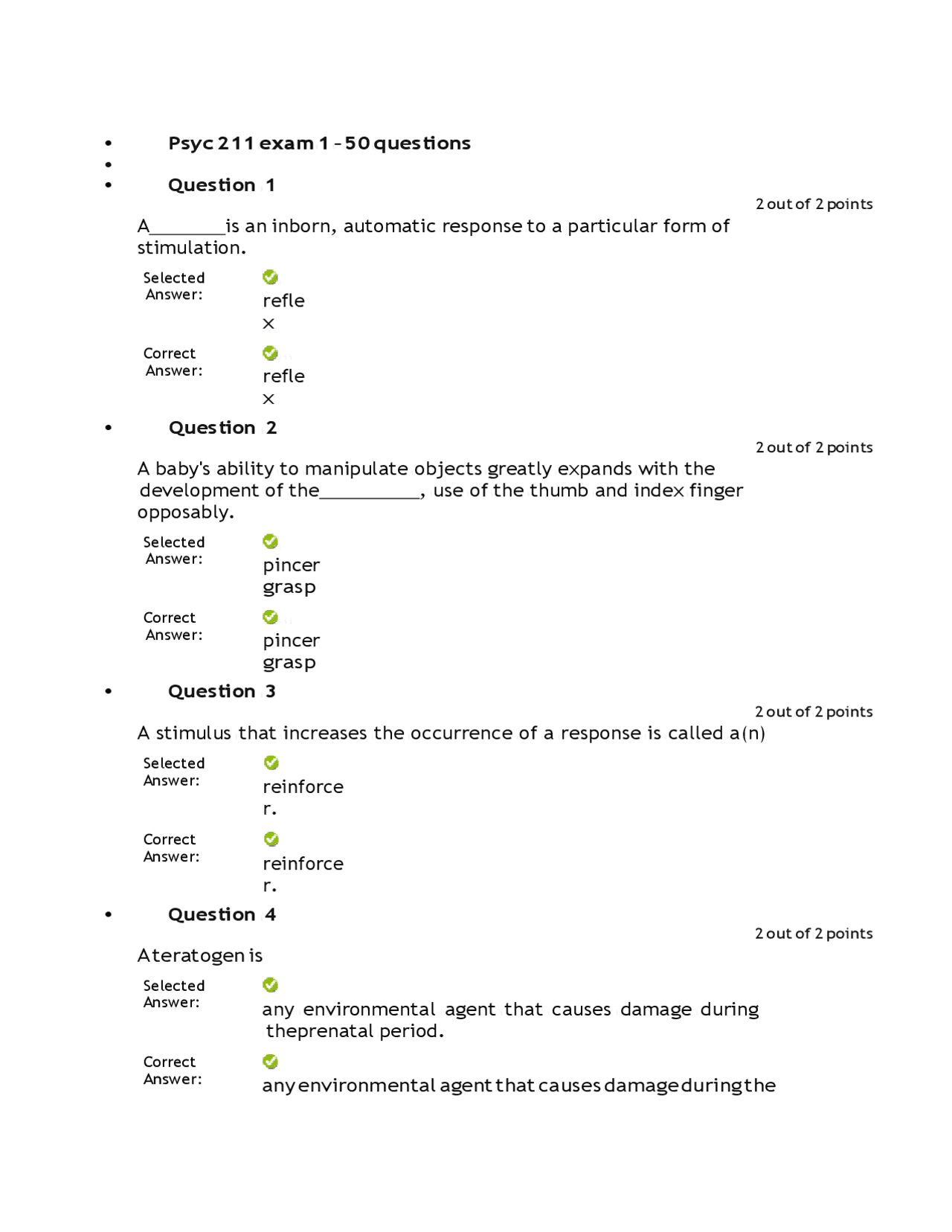 Psyc 211 exam 1 Question and Answers - Docsity