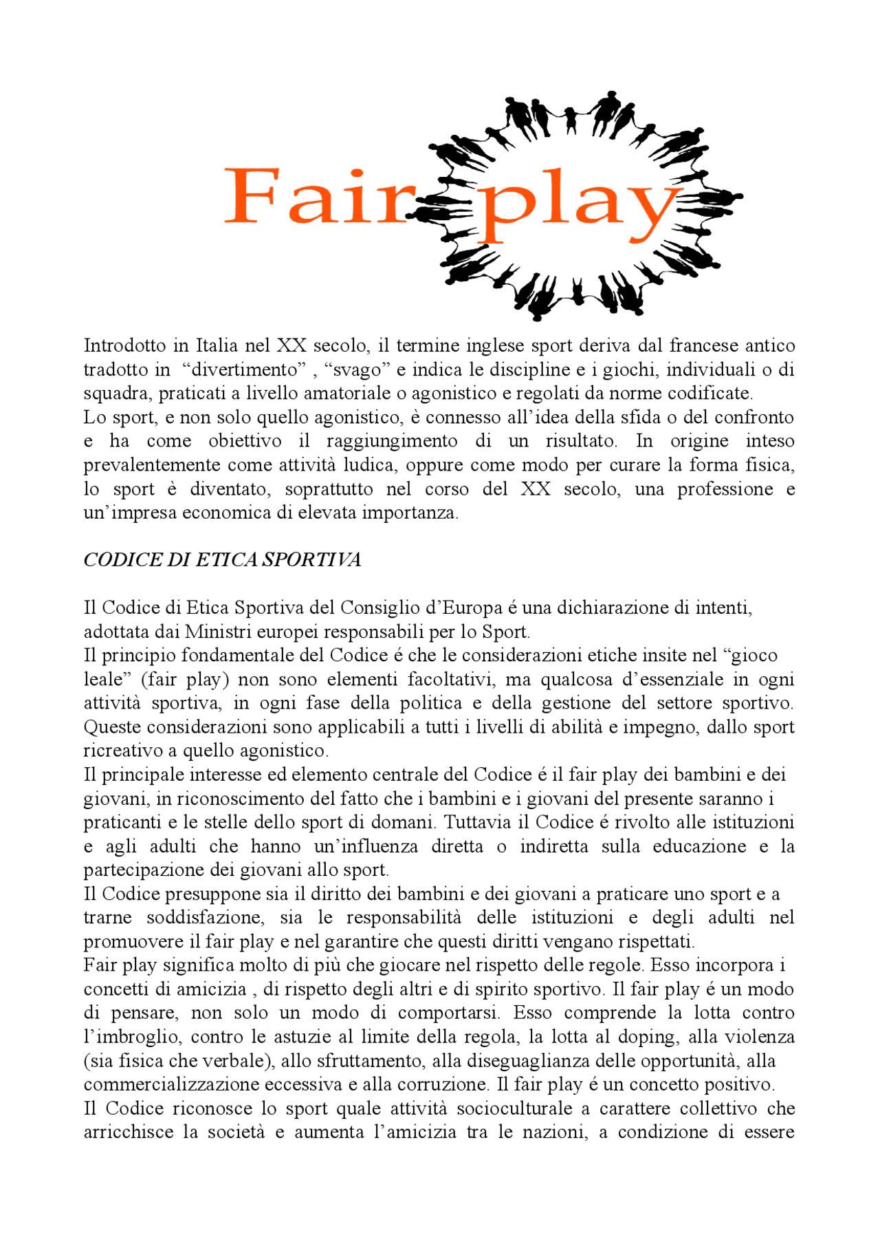 Che cos'è il fair play - Docsity