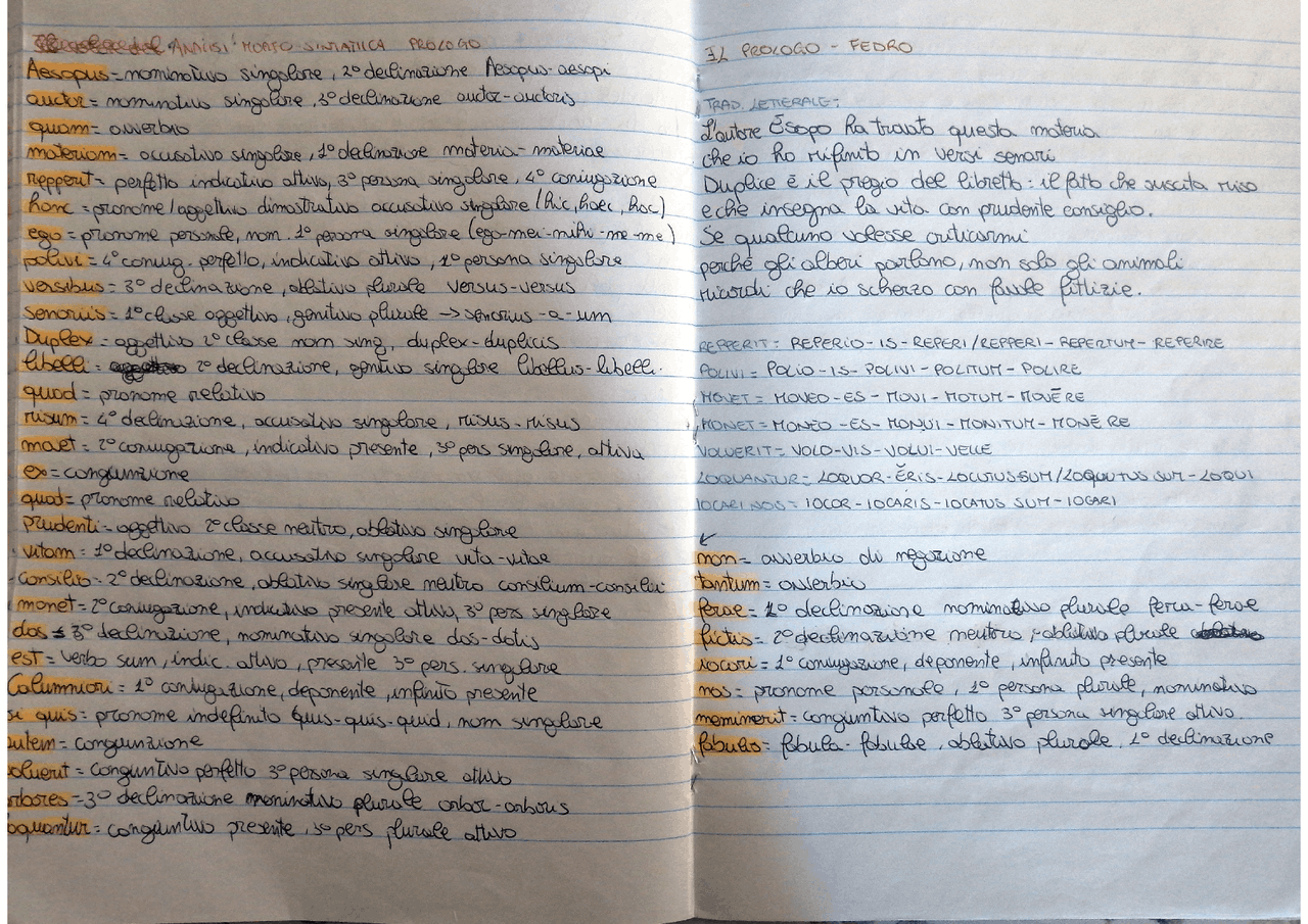 Versioni Di Latino Con Traduzione Prologo- Fedro, analisi morfo-sintattica e traduzione letterale