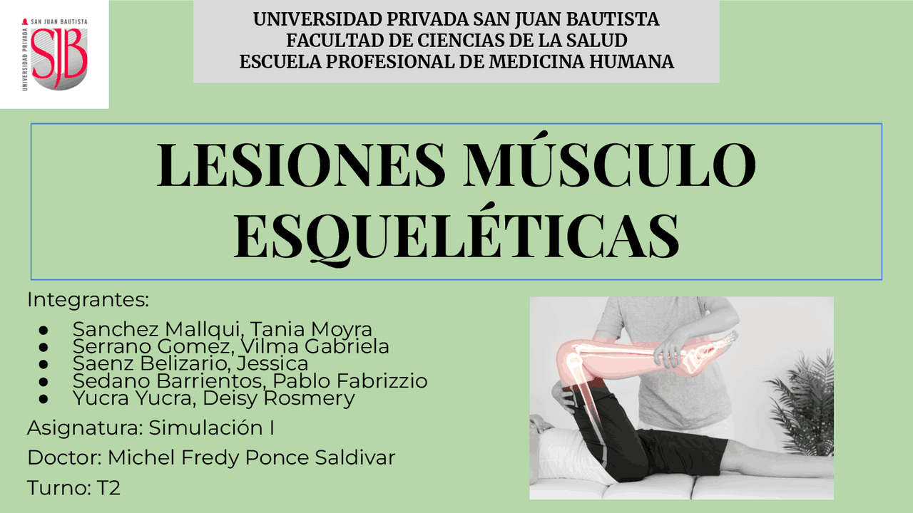 Lesiones Musculo Esqueleticas | Diapositivas de Medicina | Docsity