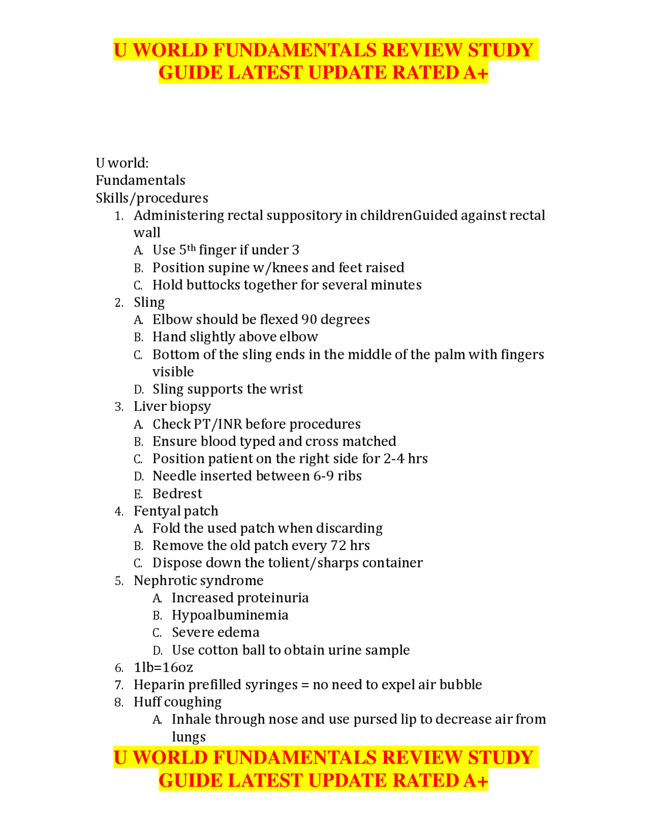 U WORLD FUNDAMENTALS REVIEW STUDY GUIDE LATEST UPDATE RATED A+ - Docsity