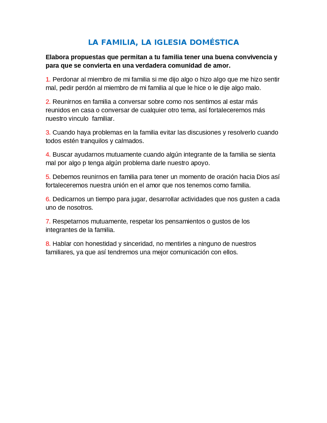 La familia la iglesia domestica - Docsity