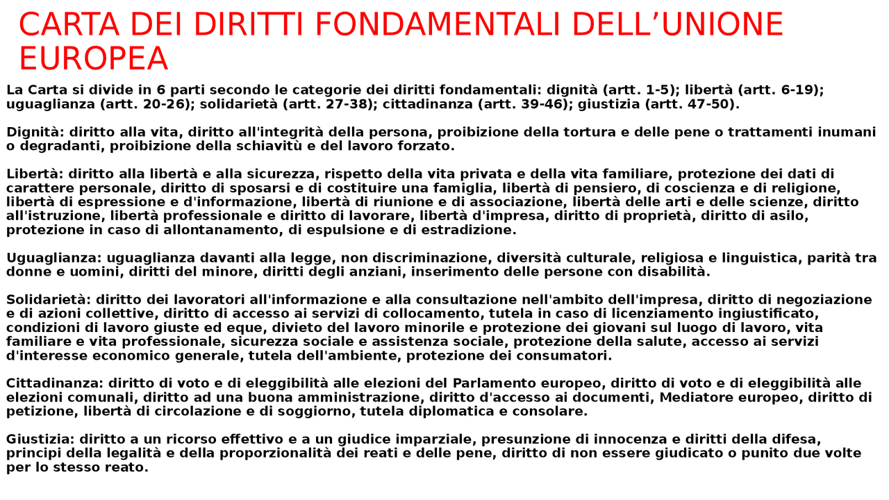 Carta dei diritti fondamentali dell'unione Europea Docsity Carta dei diritti fondamentali dell'unione Europea Docsity