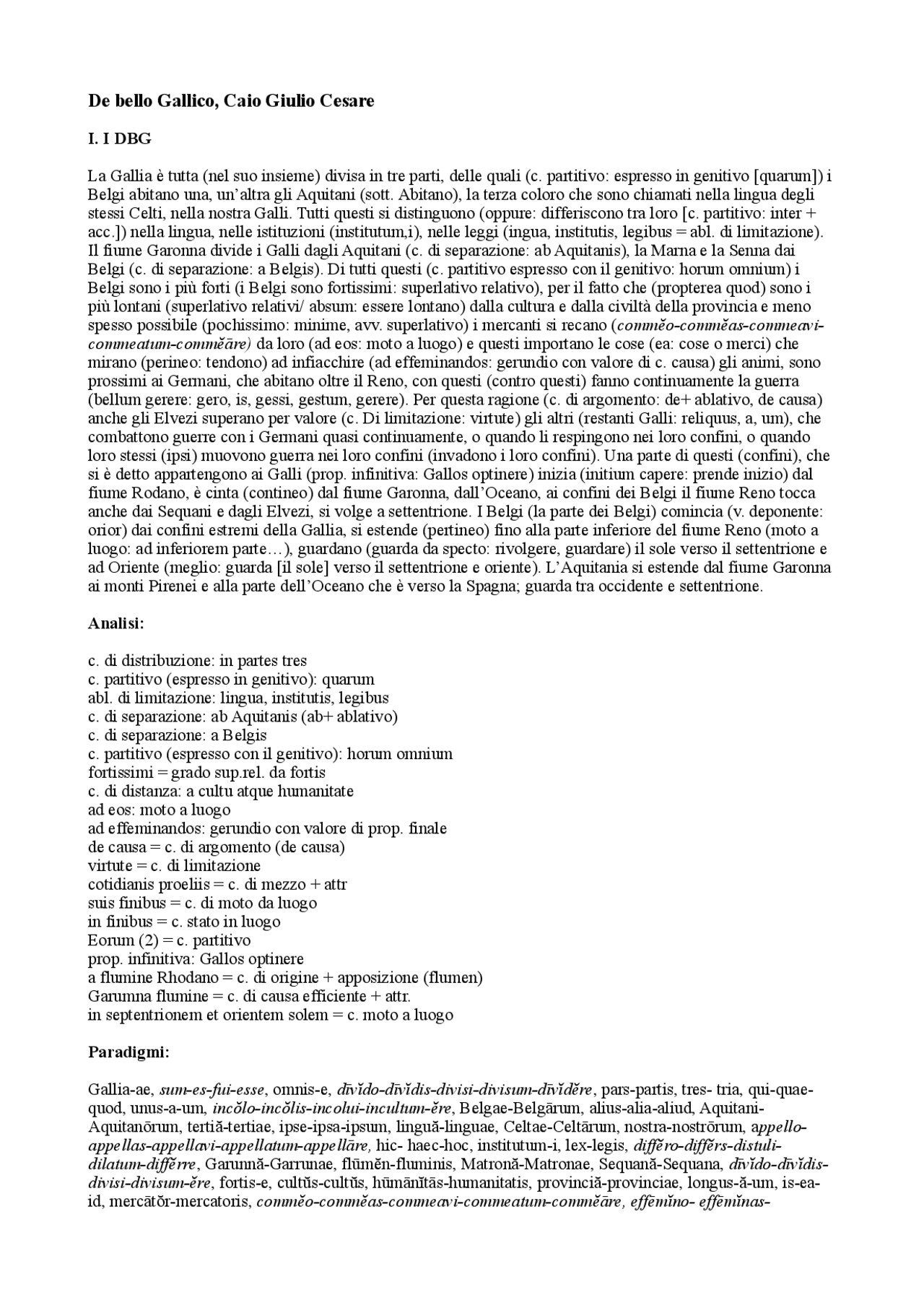 Analisi De Bello Gallico Docsity Analisi De Bello Gallico Docsity