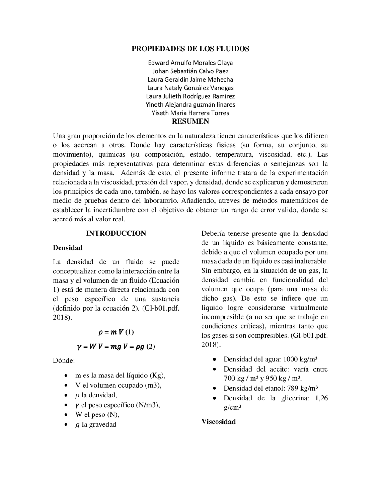 PROPIEDADES DE LOS FLUIDOS - Docsity