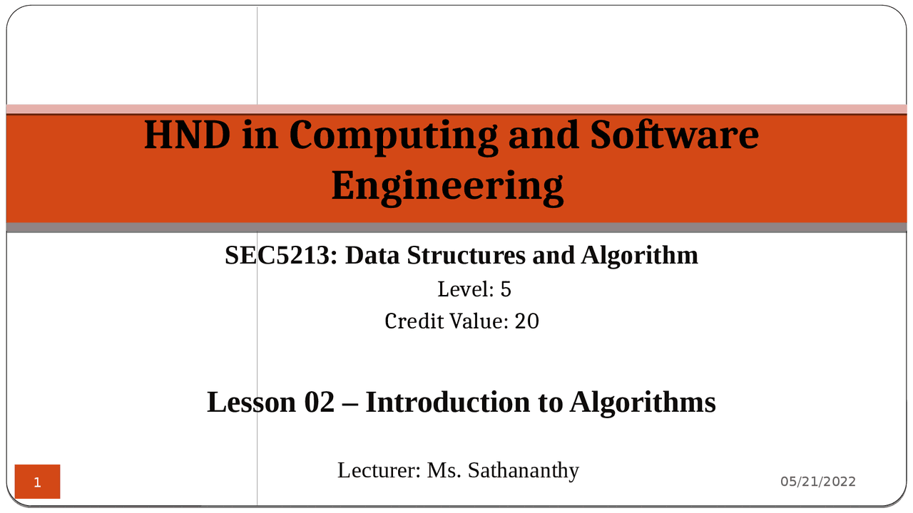 DATA structures algorithm - Docsity