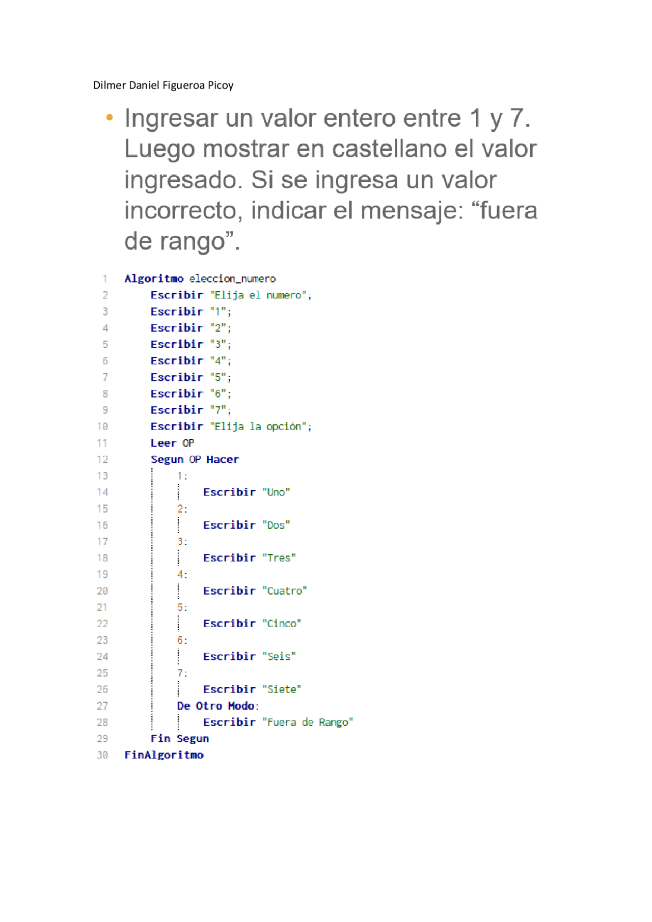 Programacion de Algoritmos | Exercícios de Programação em C | Docsity