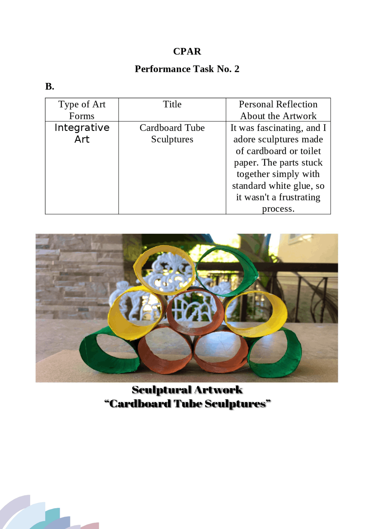 Color Cpar Examples CPAR ADDITIONAL ACTIVITIES - Docsity