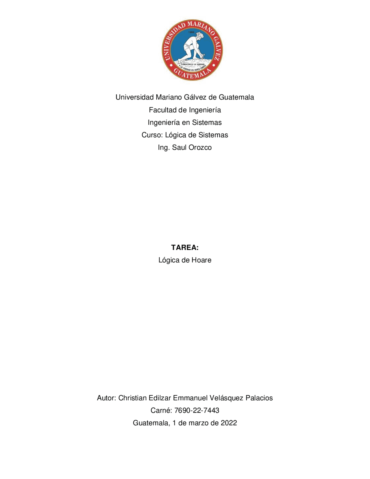 Investigacion Logica de Hoare Ejercicios de Lógica Docsity