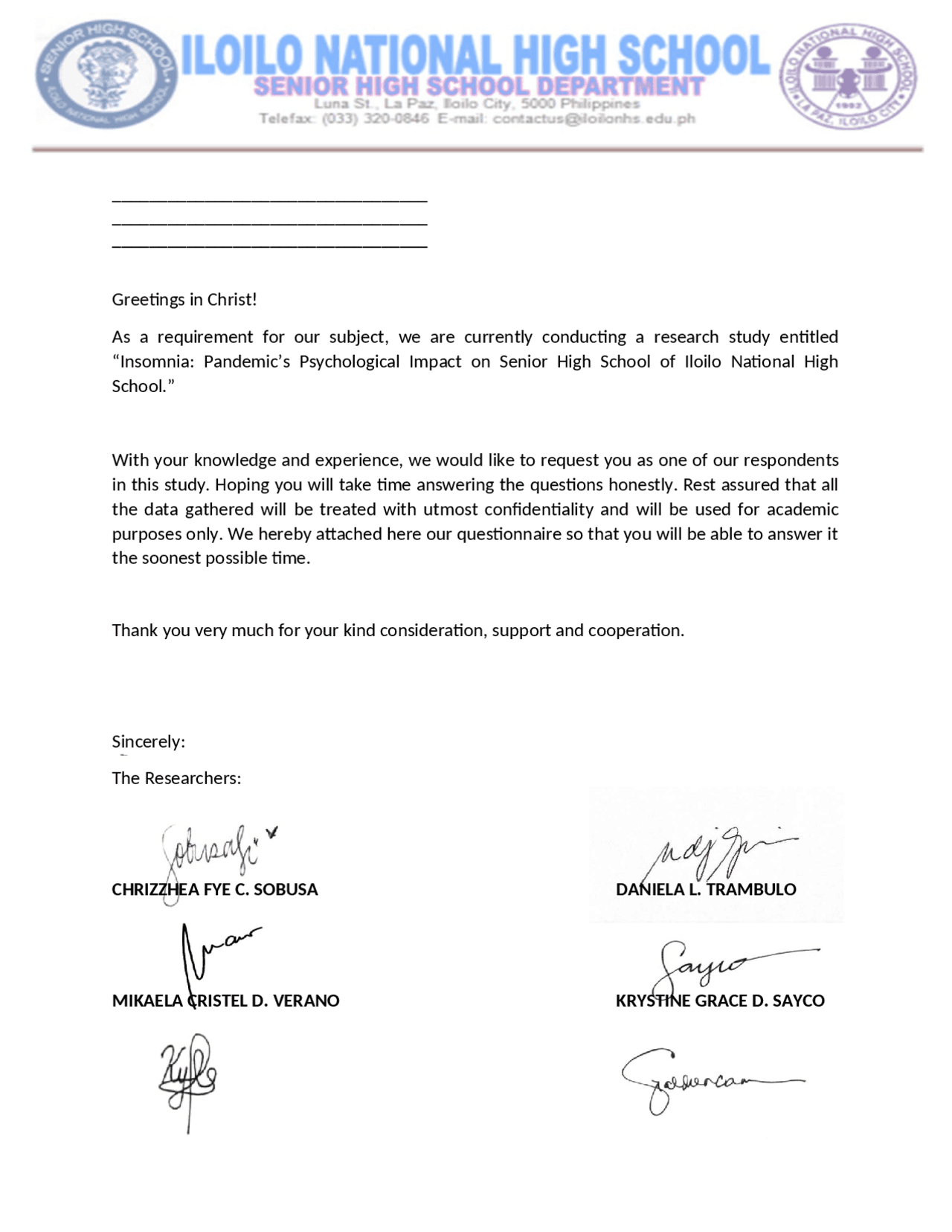 Letters for our Research - Docsity