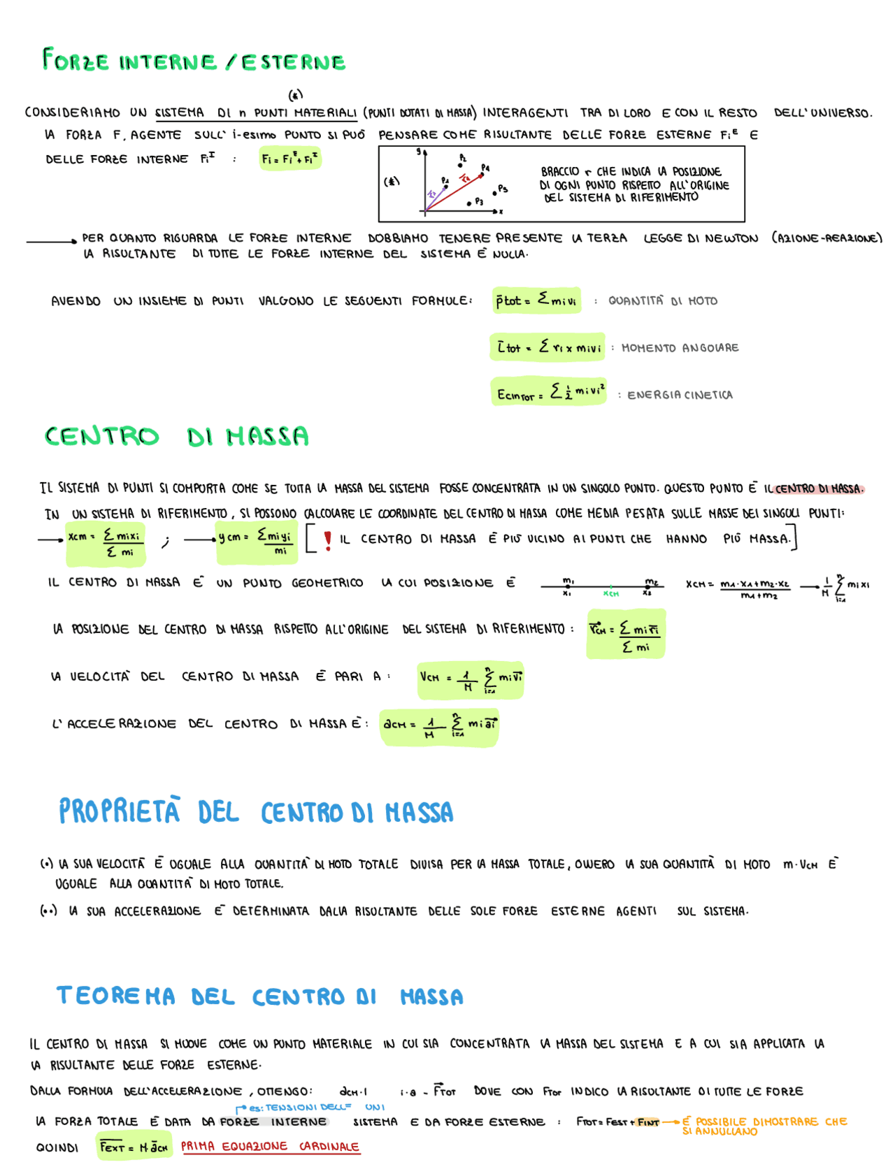 DINAMICA DEI SISTEMIDI PUNTI MATERIALI Docsity