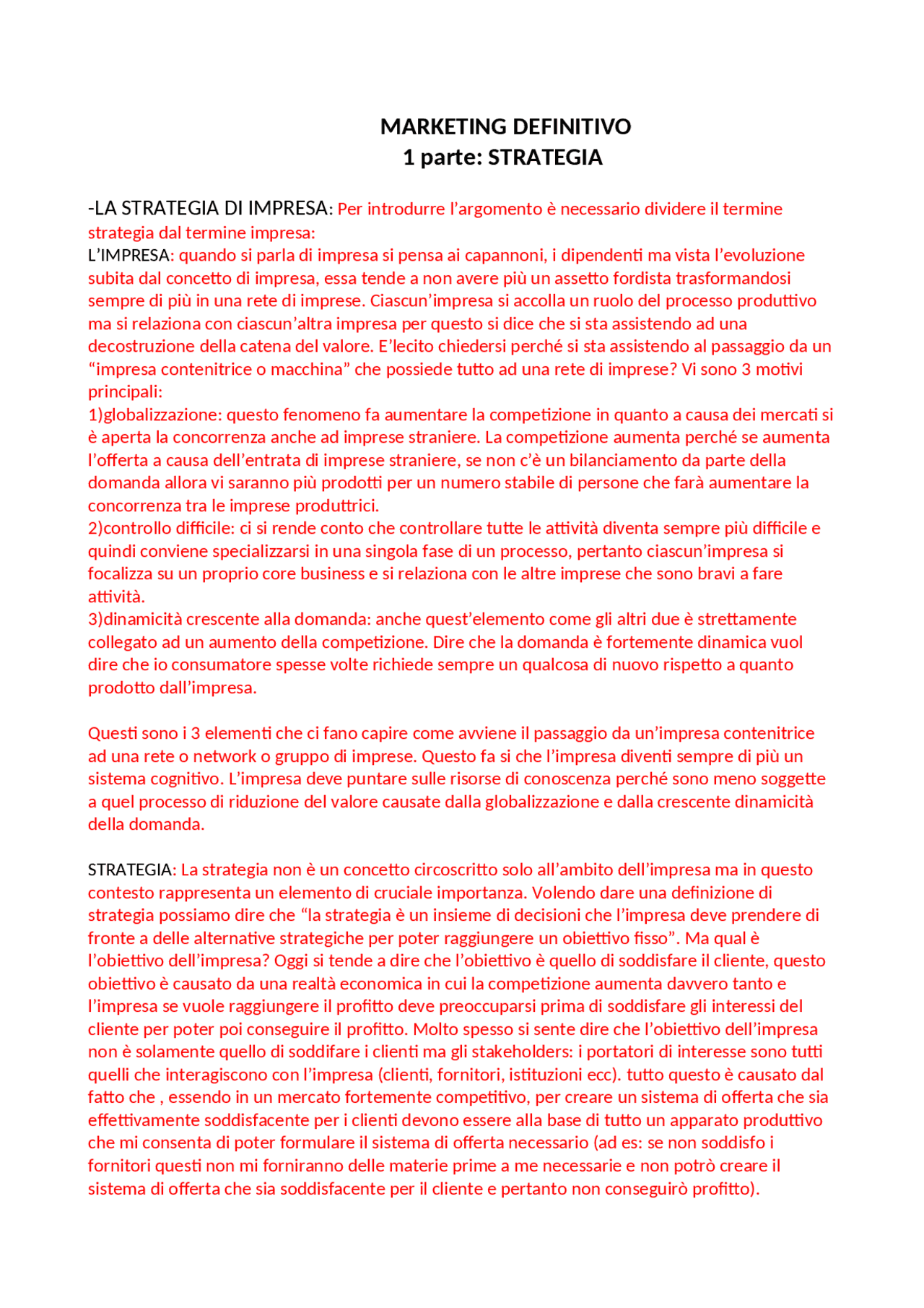 APPUNTI MARKETING Professore Luigi Cantone Appunti di Marketing Docsity