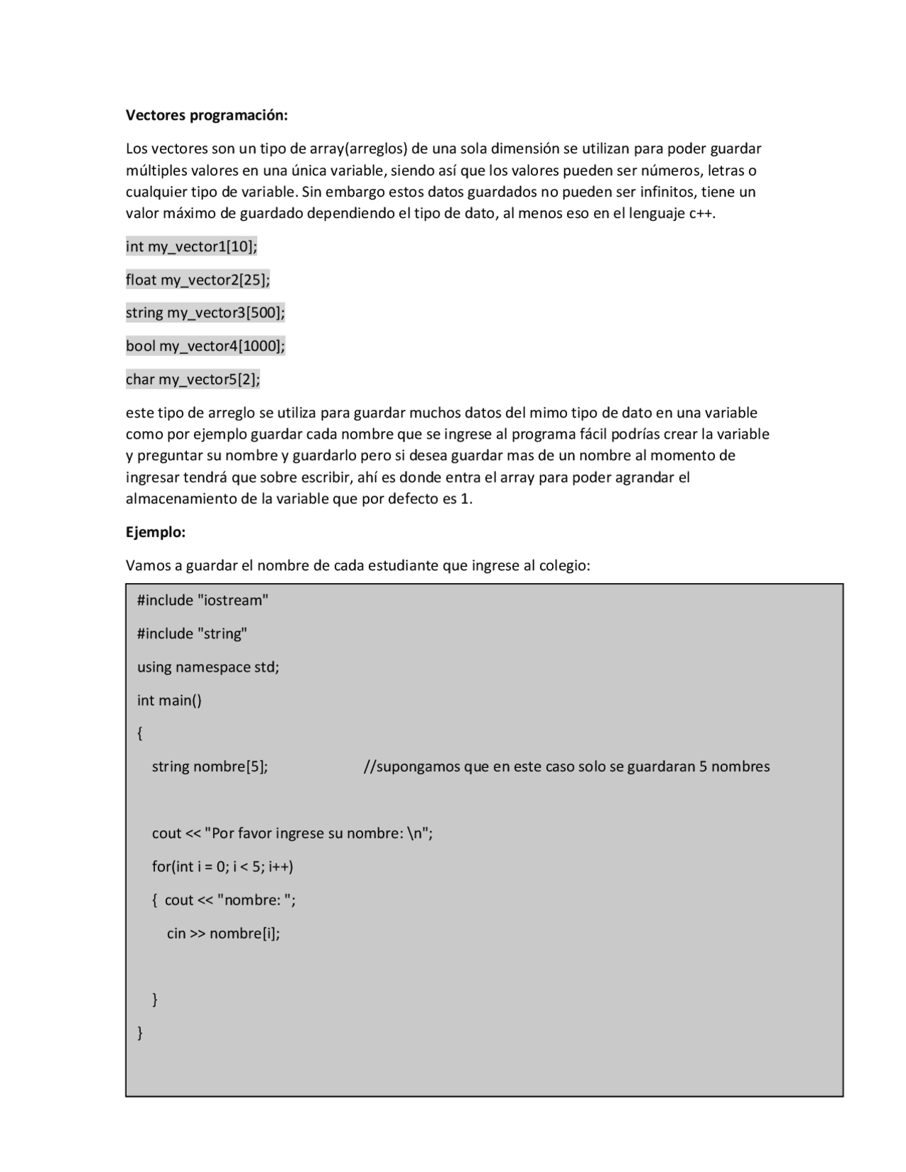 Vectores Programación C Docsity Vectores Programación C Docsity