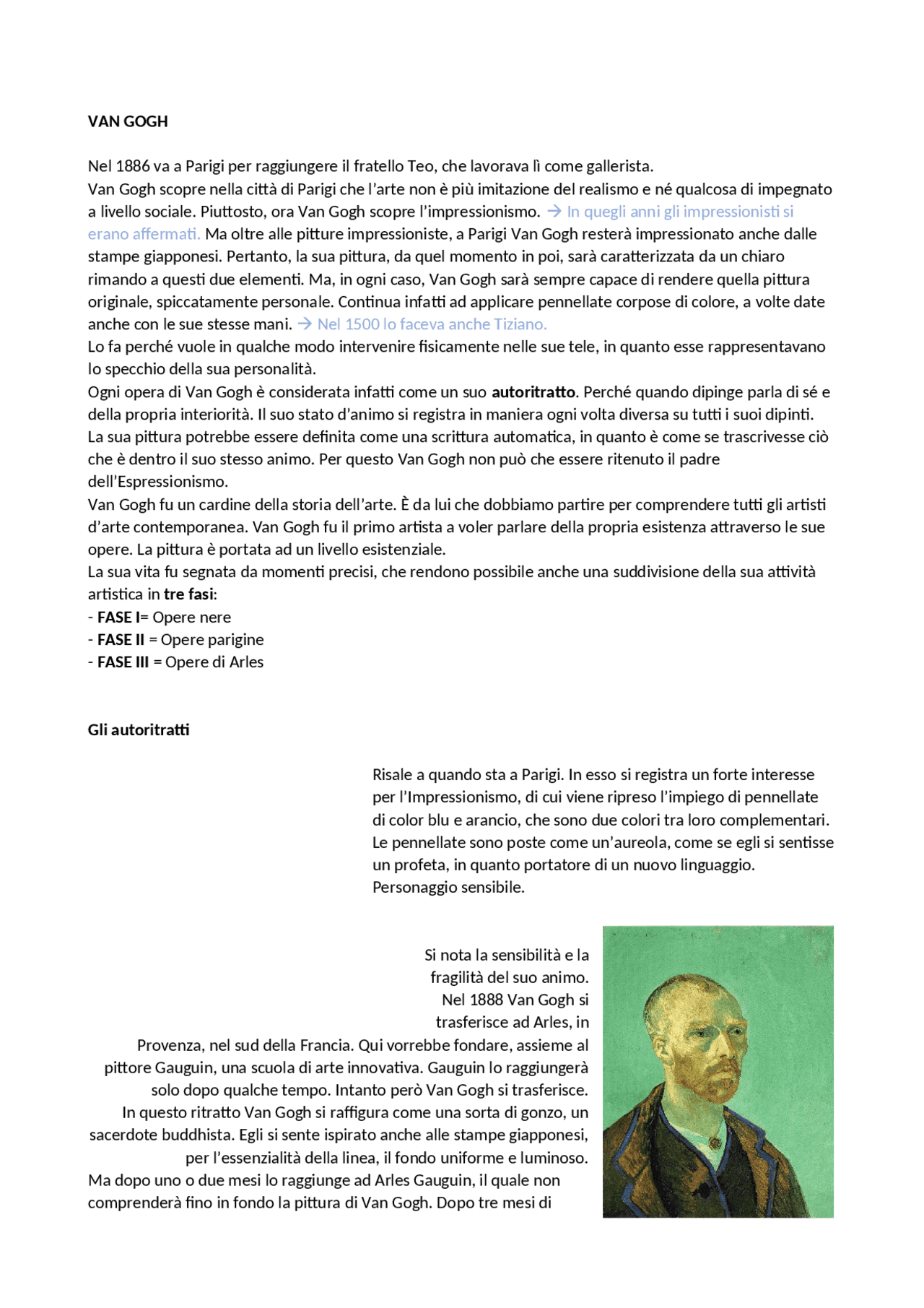 Vita e opere di Van Gogh Docsity
