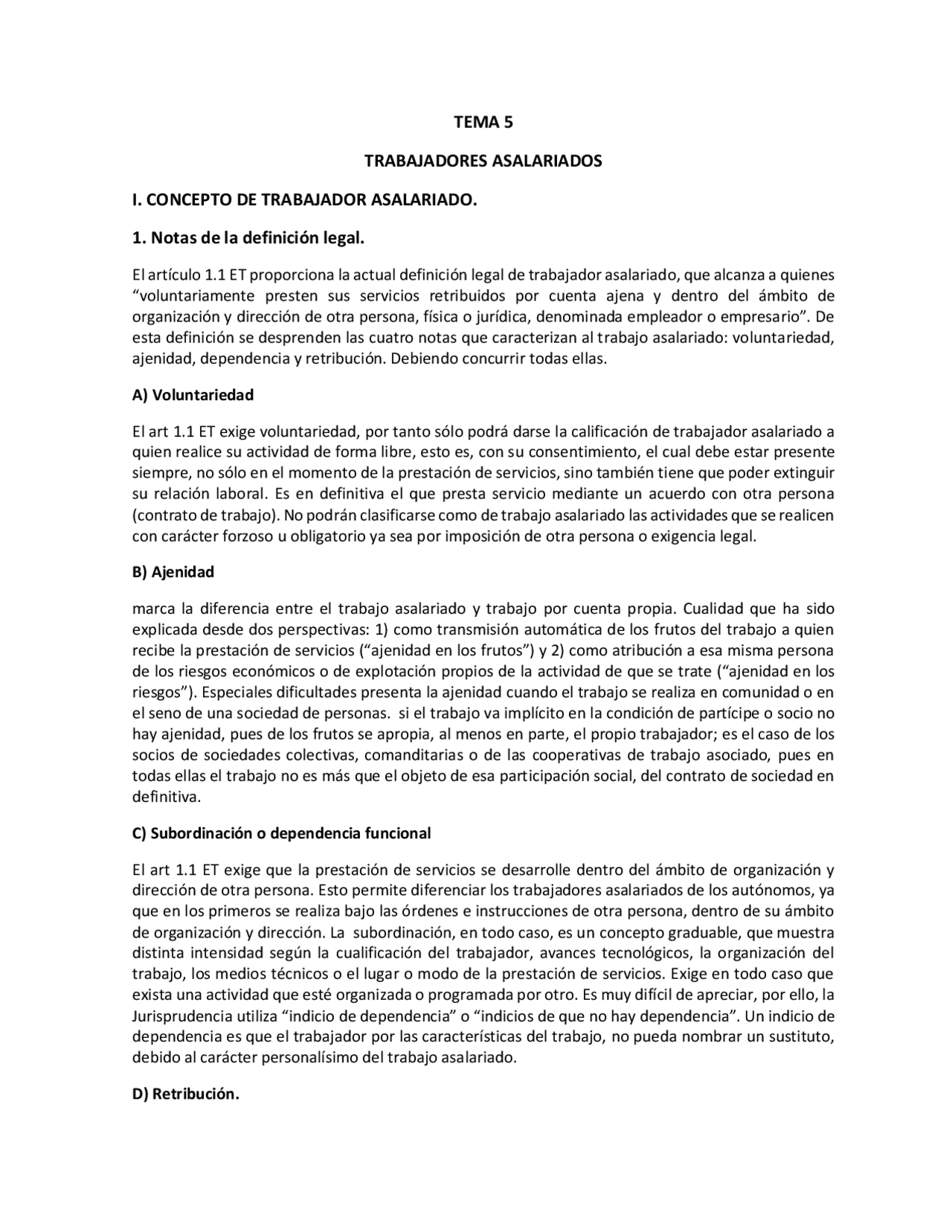 Tema 5 - Derecho del Trabajo | Apuntes de Derecho Laboral | Docsity