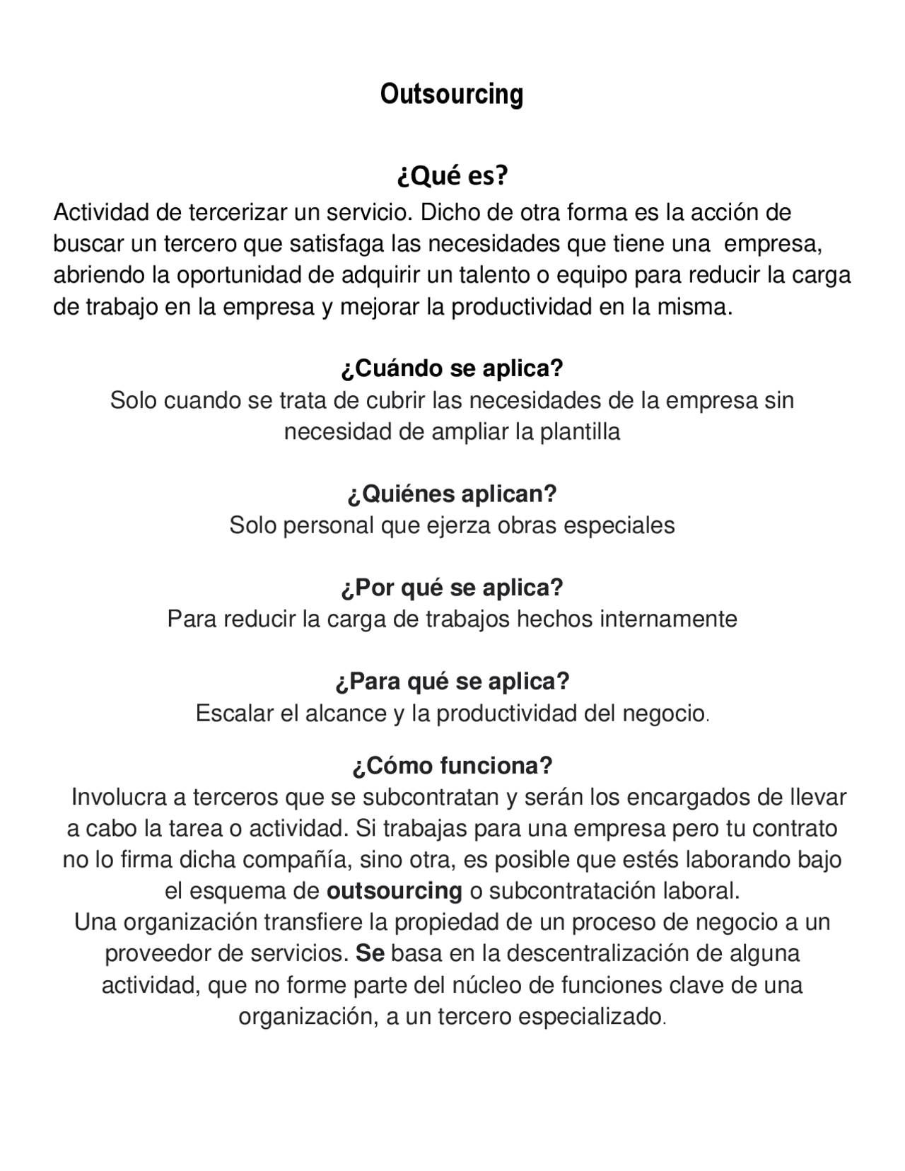 Que es el outsourcing y para que sirve | Resúmenes de Administración de ...
