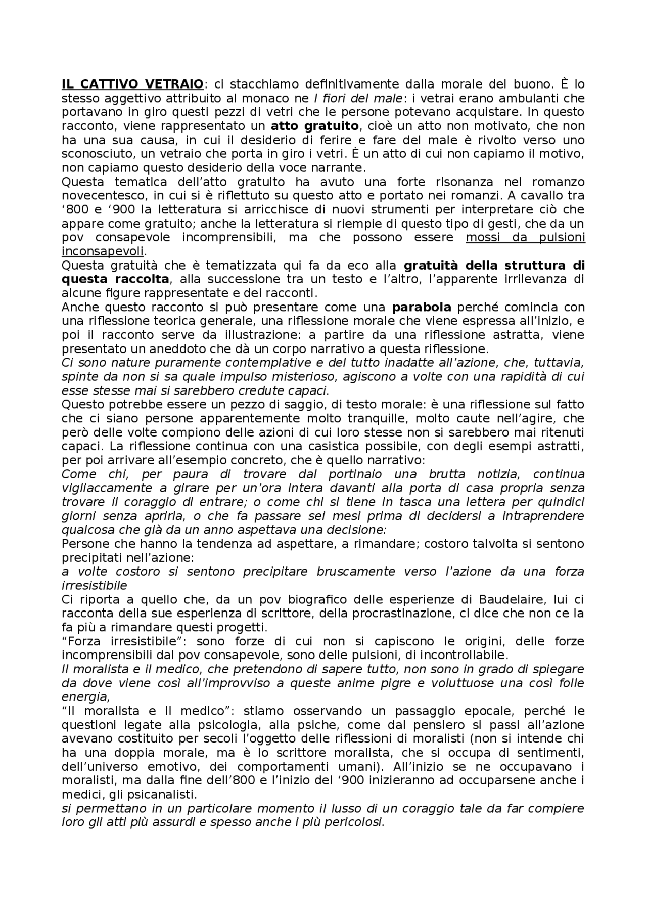 Lo spleen di parigi baudelaire Docsity