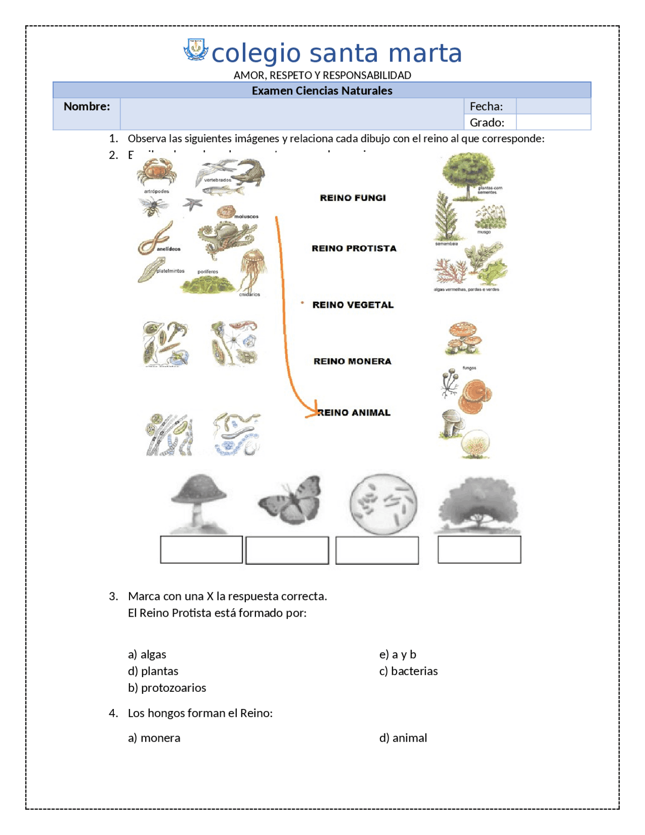 examen cuarto grado biología | Exámenes selectividad of Biology | Docsity