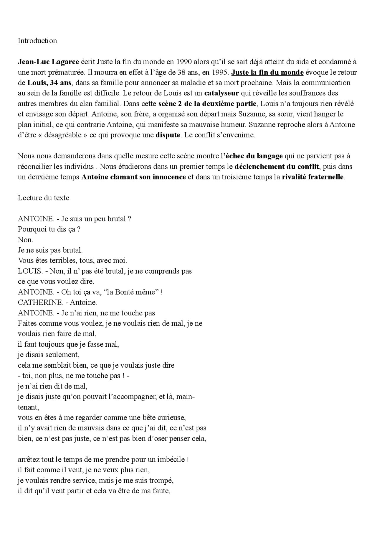 Lecture Linéaire Juste la fin monde Acte 2 scène 2 Lagarce Dissertation Français Docsity Lecture Linéaire Juste la fin monde Acte 2 scène 2 Lagarce Dissertation Français Docsity