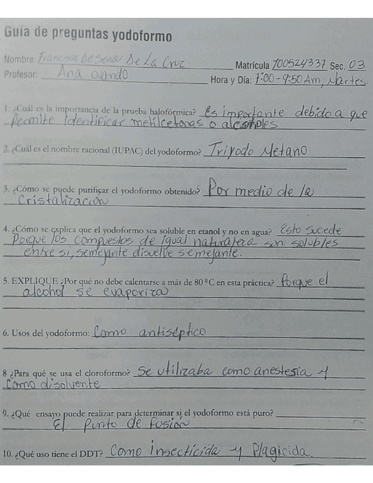 Yofoformo practica práctica de yodoformo ejercicios completos - Docsity