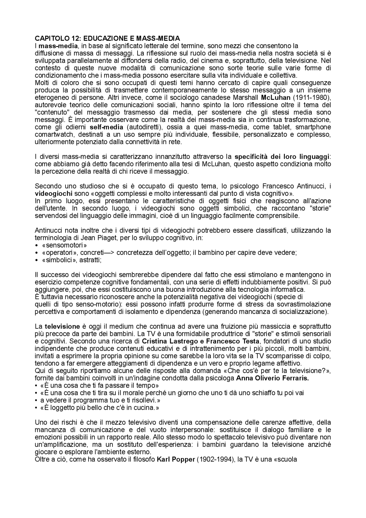 Educazione e massmedia Docsity