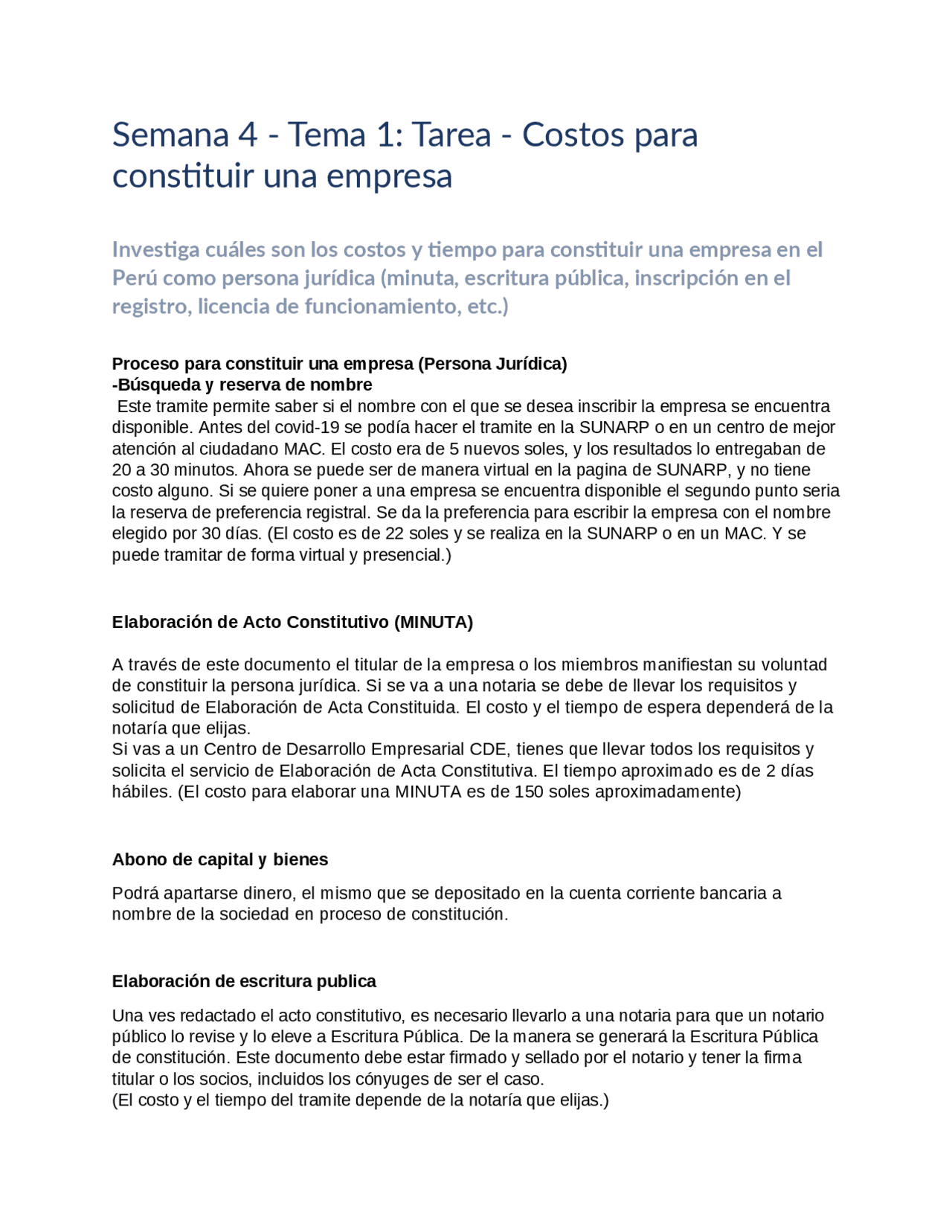 Costos para constituir una empresa | Apuntes de Fundamentos del Negocio ...