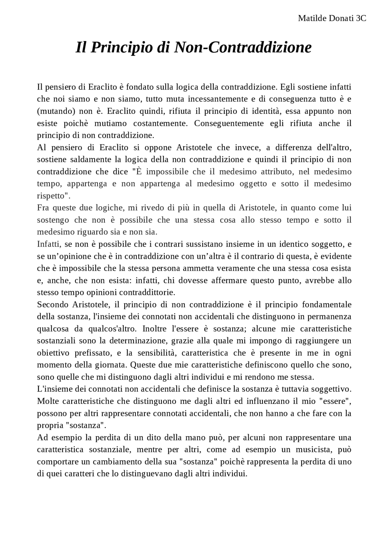Aristotele vs Eraclito Principio di non contraddizione Docsity