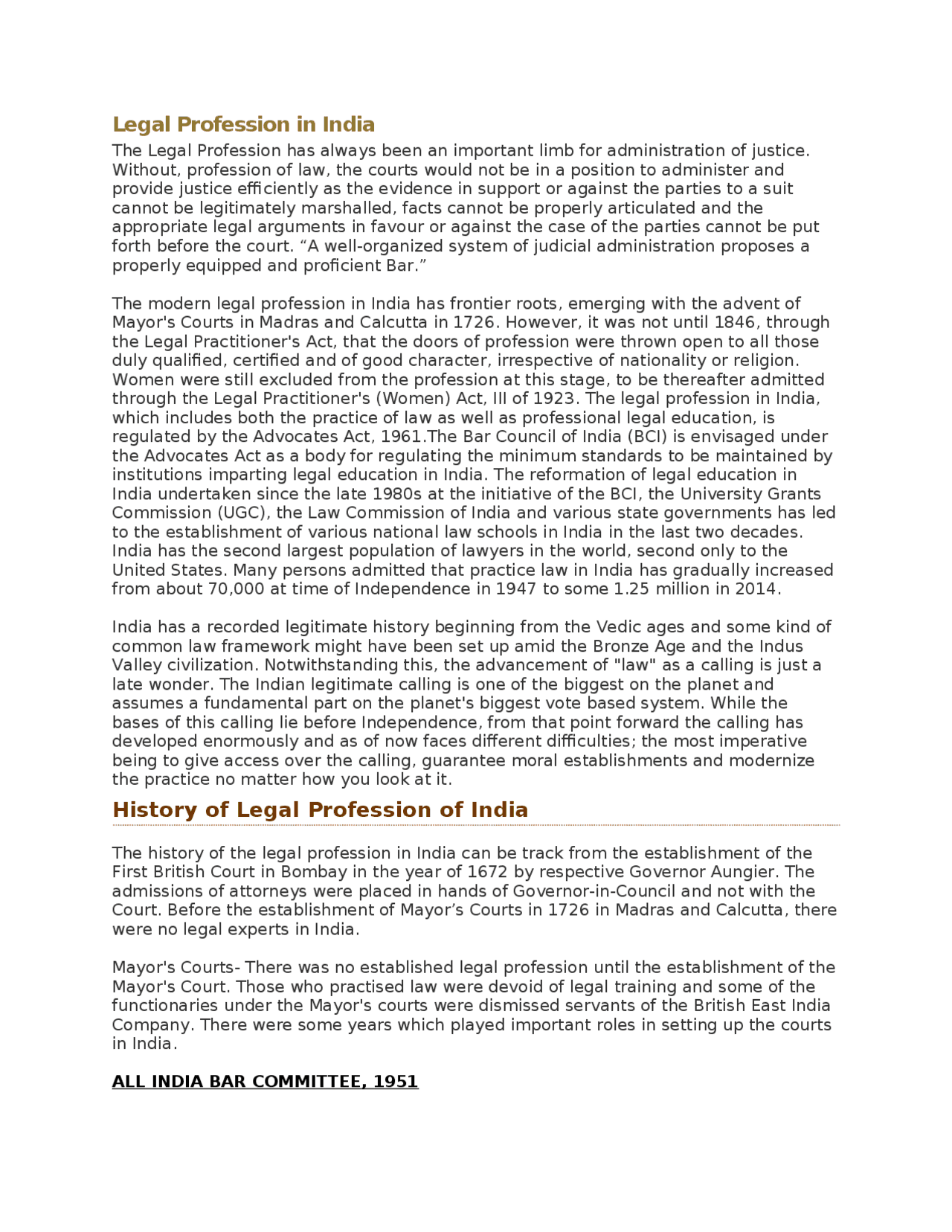 The Evolution and Regulation of the Legal Profession in India ...