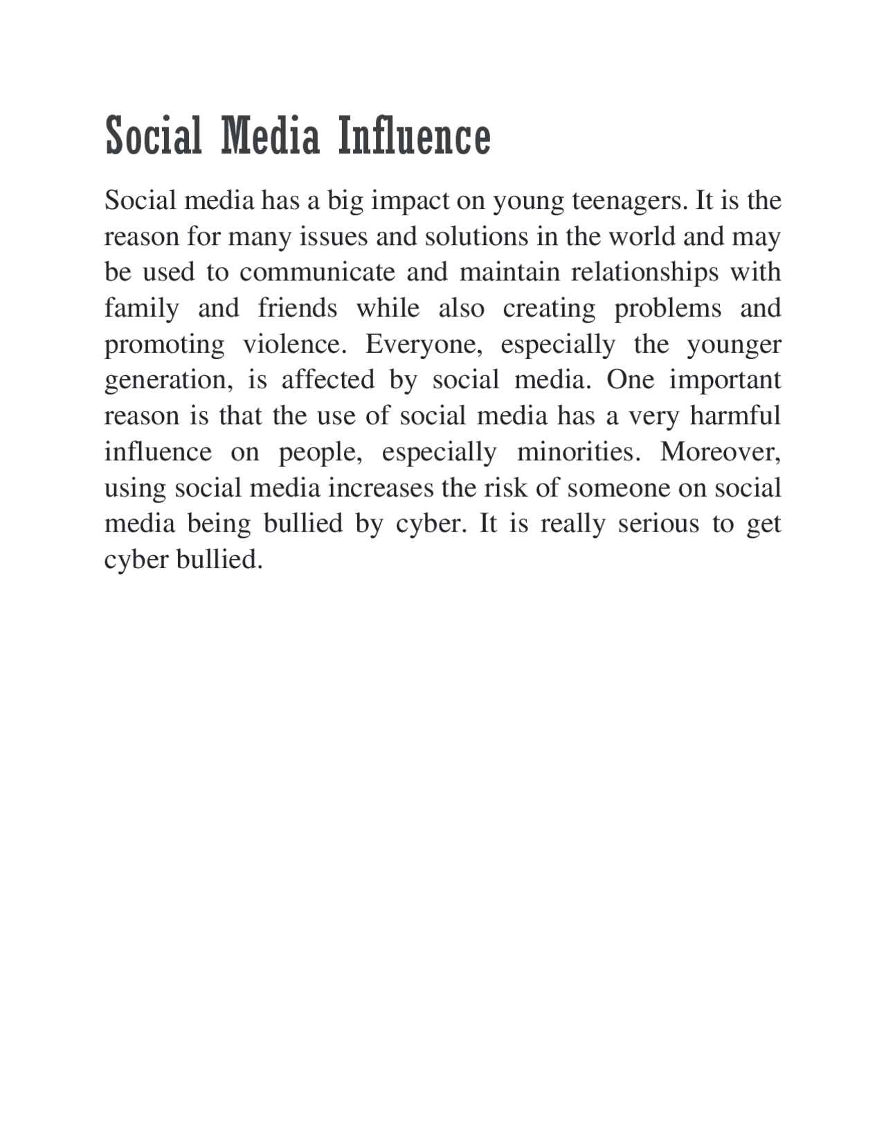 solution to social media problems essay