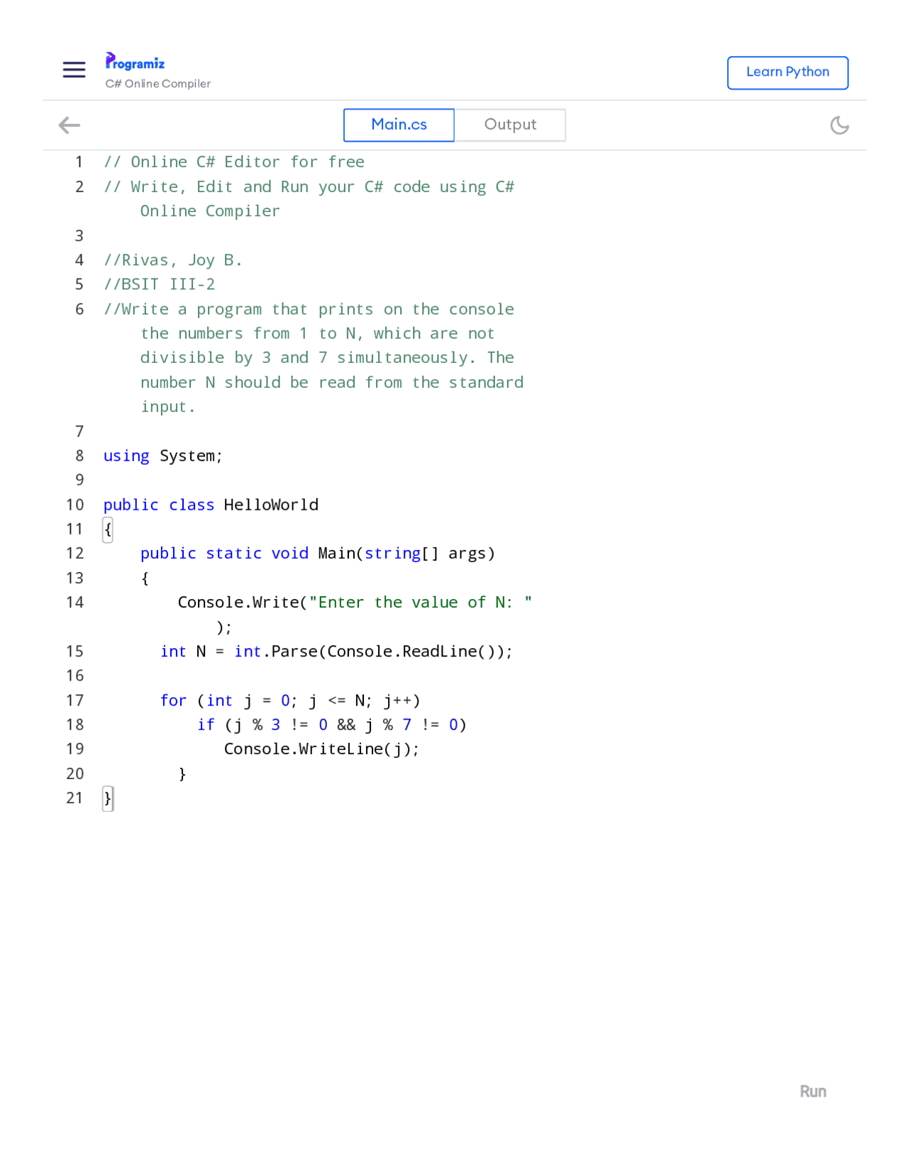 Create c# program Using Control Structure | Exercises Javascript ...