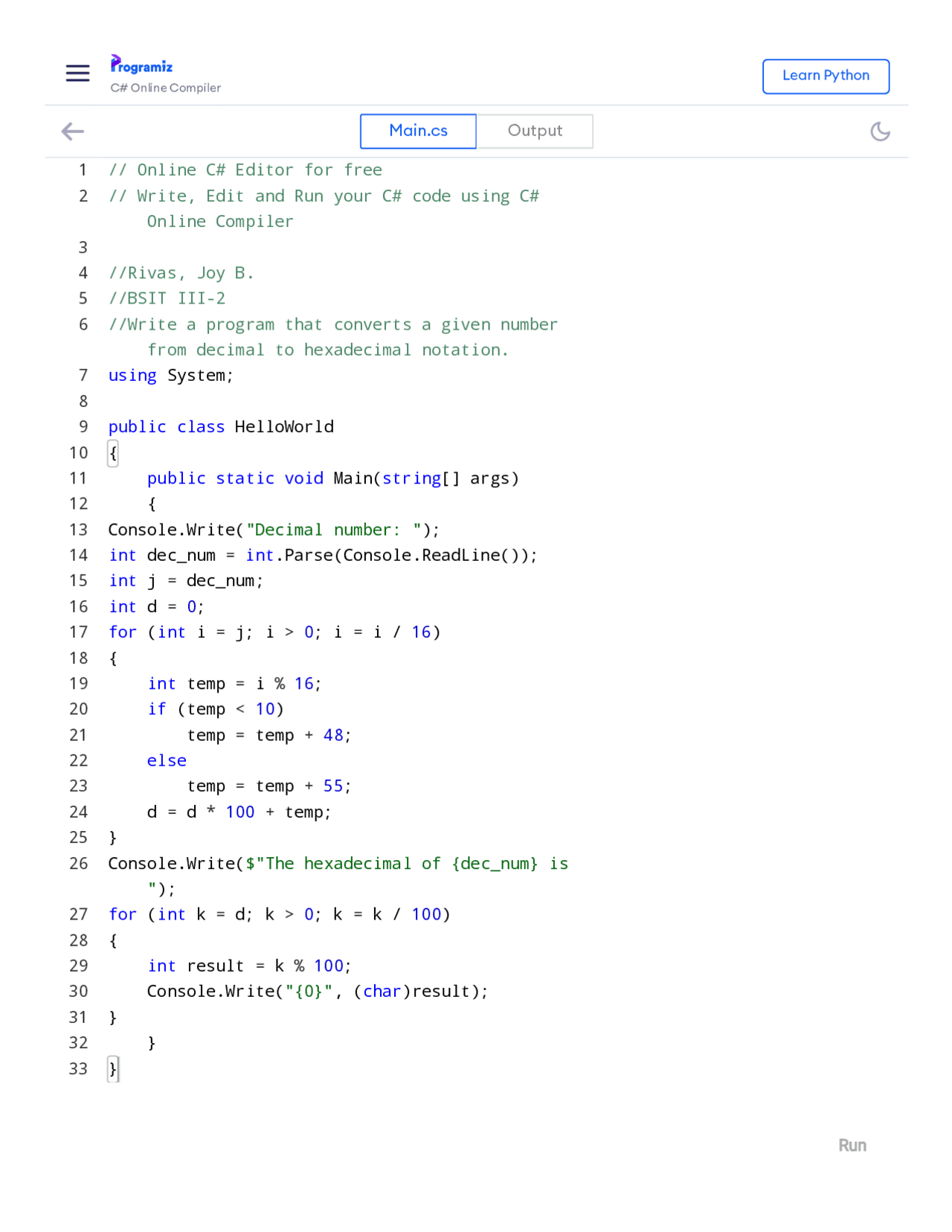 Create a C# program Using Control Structure - Docsity