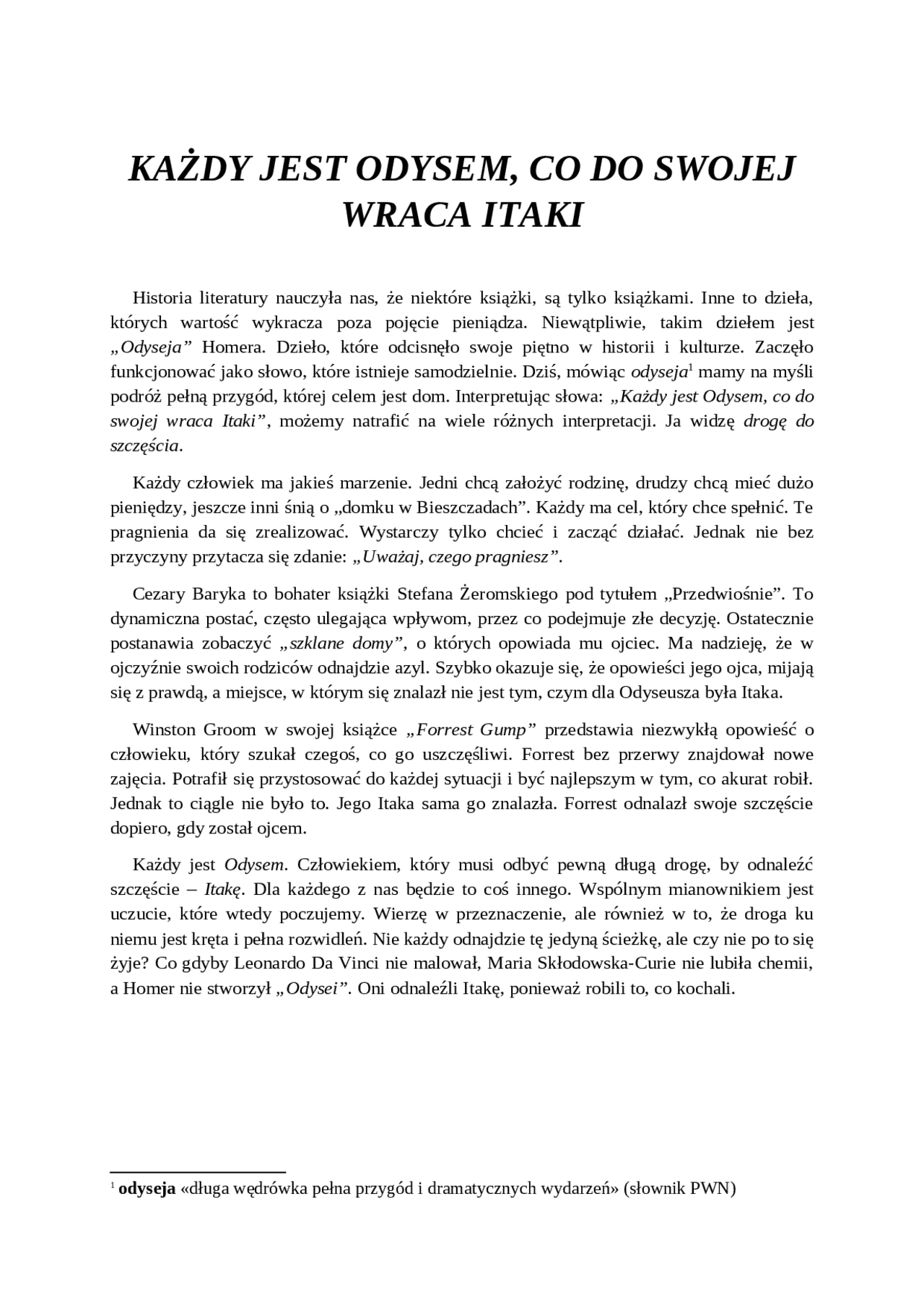 Homer - każdy jest Odysem co do swojej wraca Itaki | Publikacje