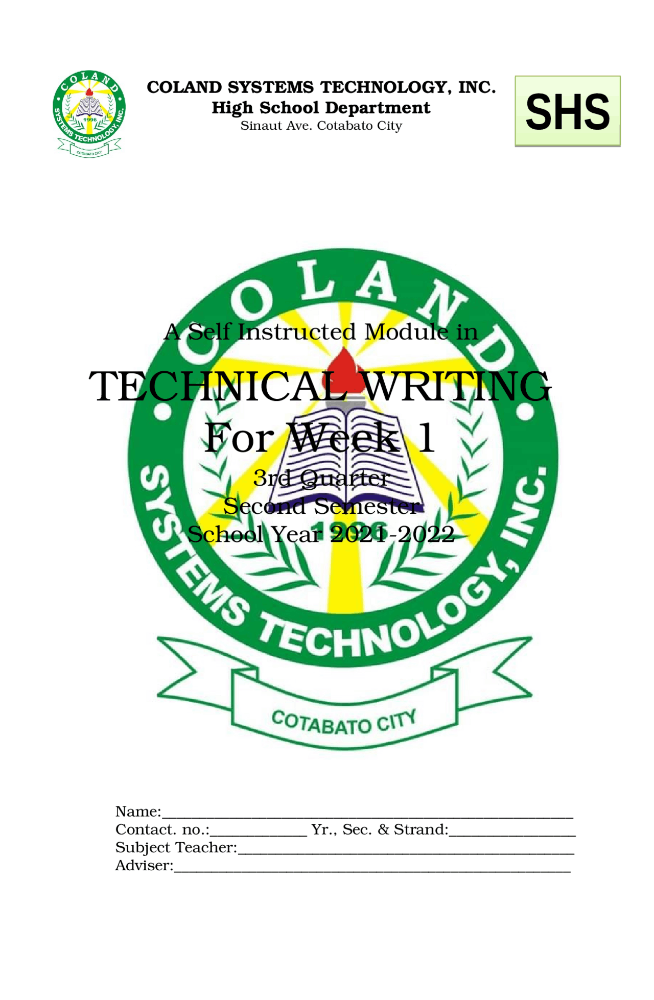 Technical Writing Module Technical Writing Module 1 - Docsity