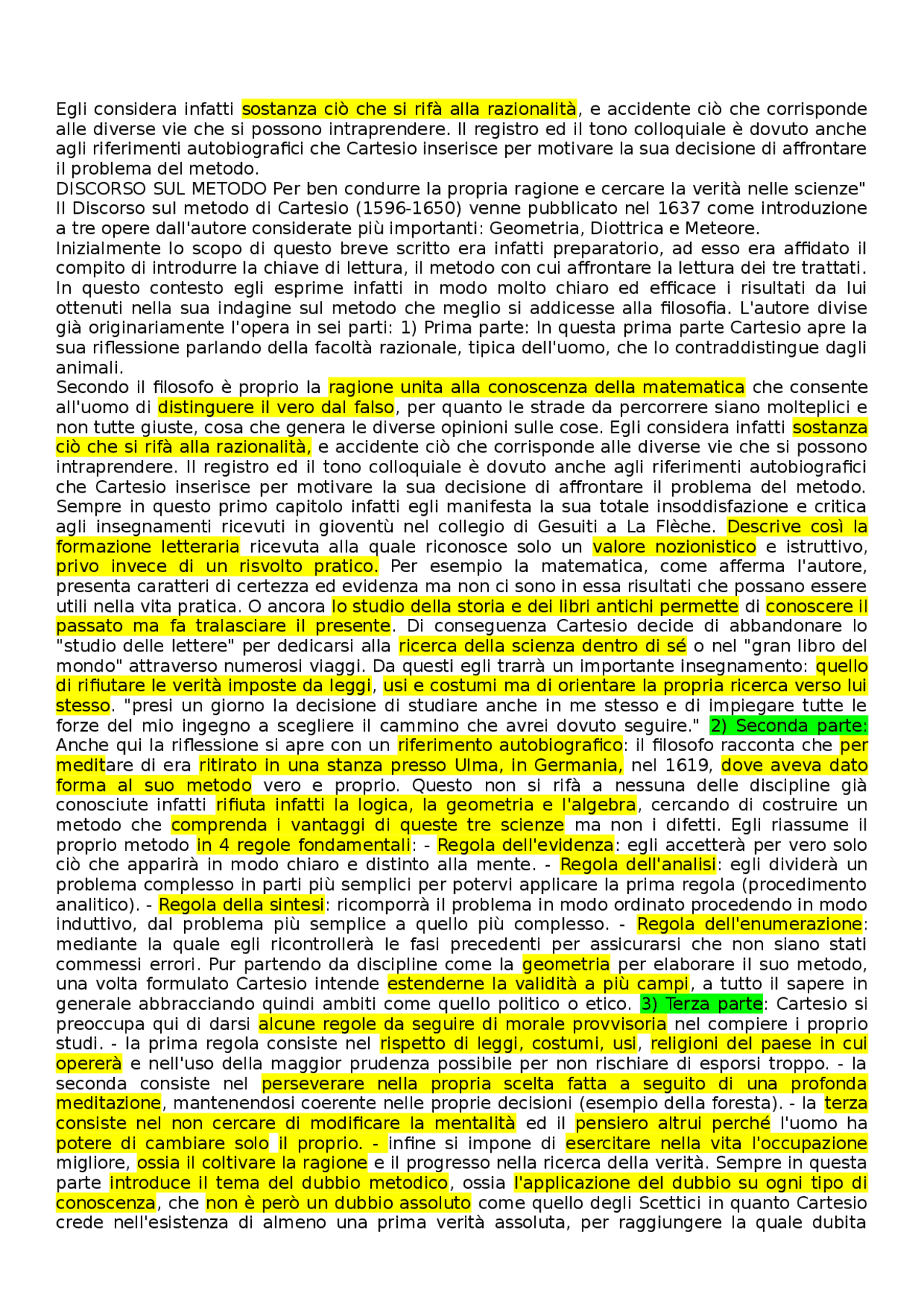 Discorso sul metodo Cartesio Appunti di Filosofia Docsity