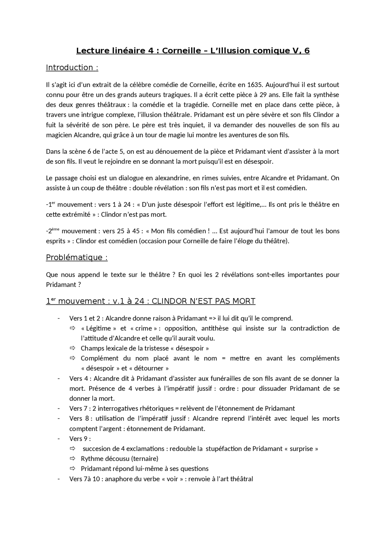 L illusion Comique Acte 5 Scène 6 Analyse Linéaire