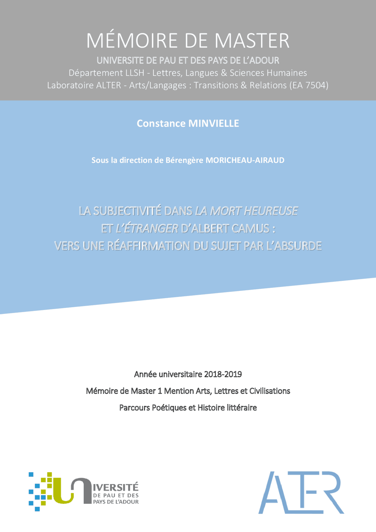 MÉMOIRE DE MASTER Résumés Littérature Docsity — free download