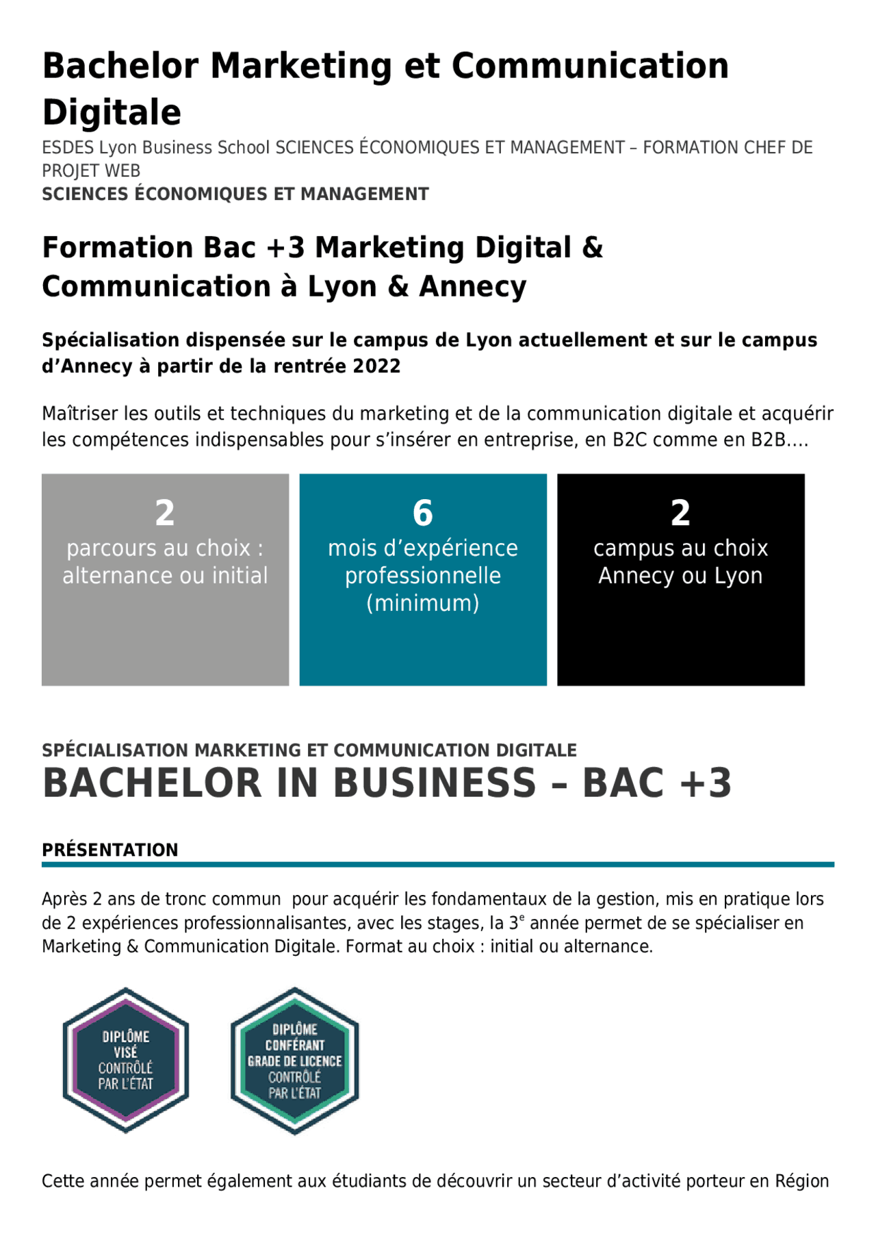Bachelor Marketing et Communication Digitale | Lectures Marketing - Docsity