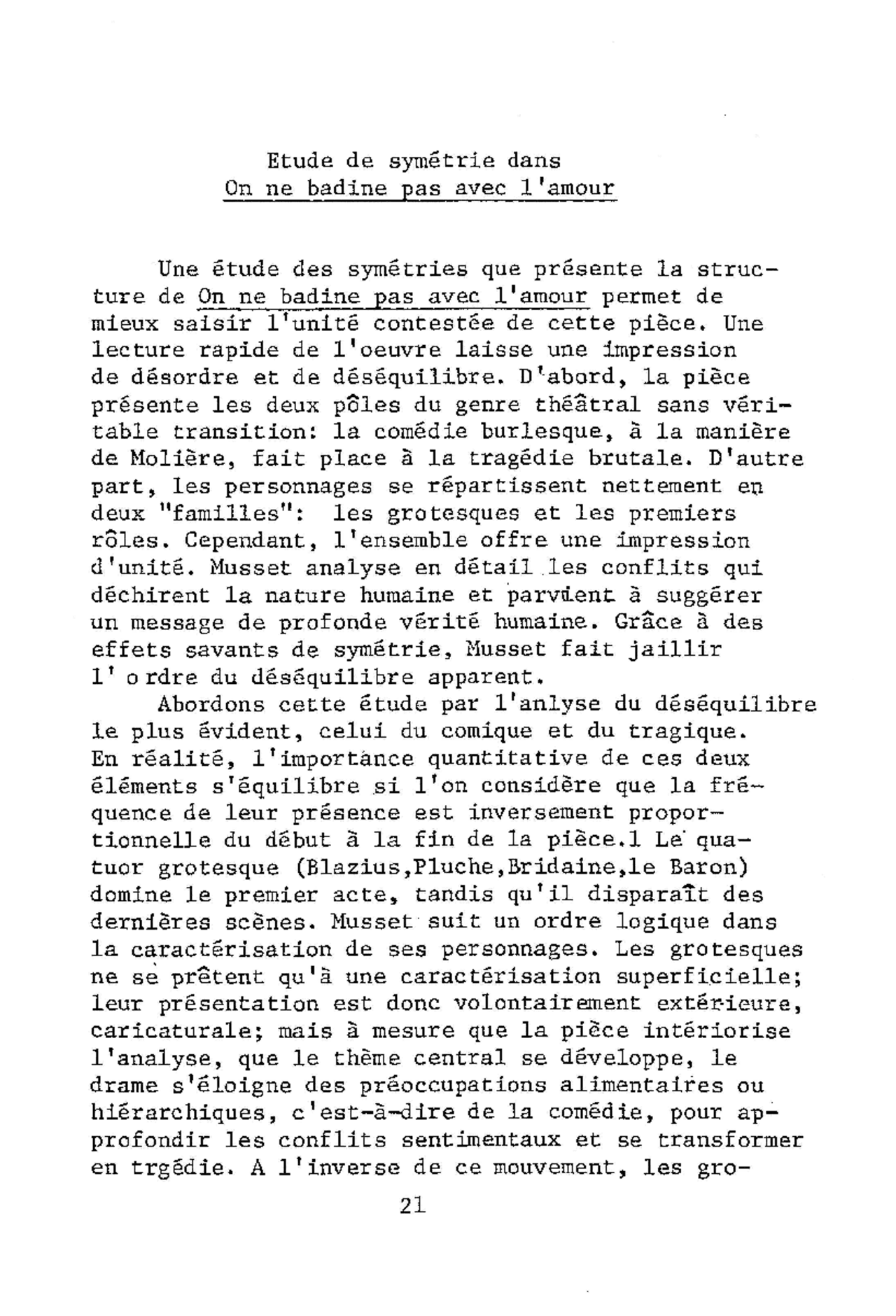 On Ne Badine Pas Avec L amour Texte Intégral Etude de symétrie dans On ne badine pas avec l'amour Une ... | Provas  Lógica | Docsity