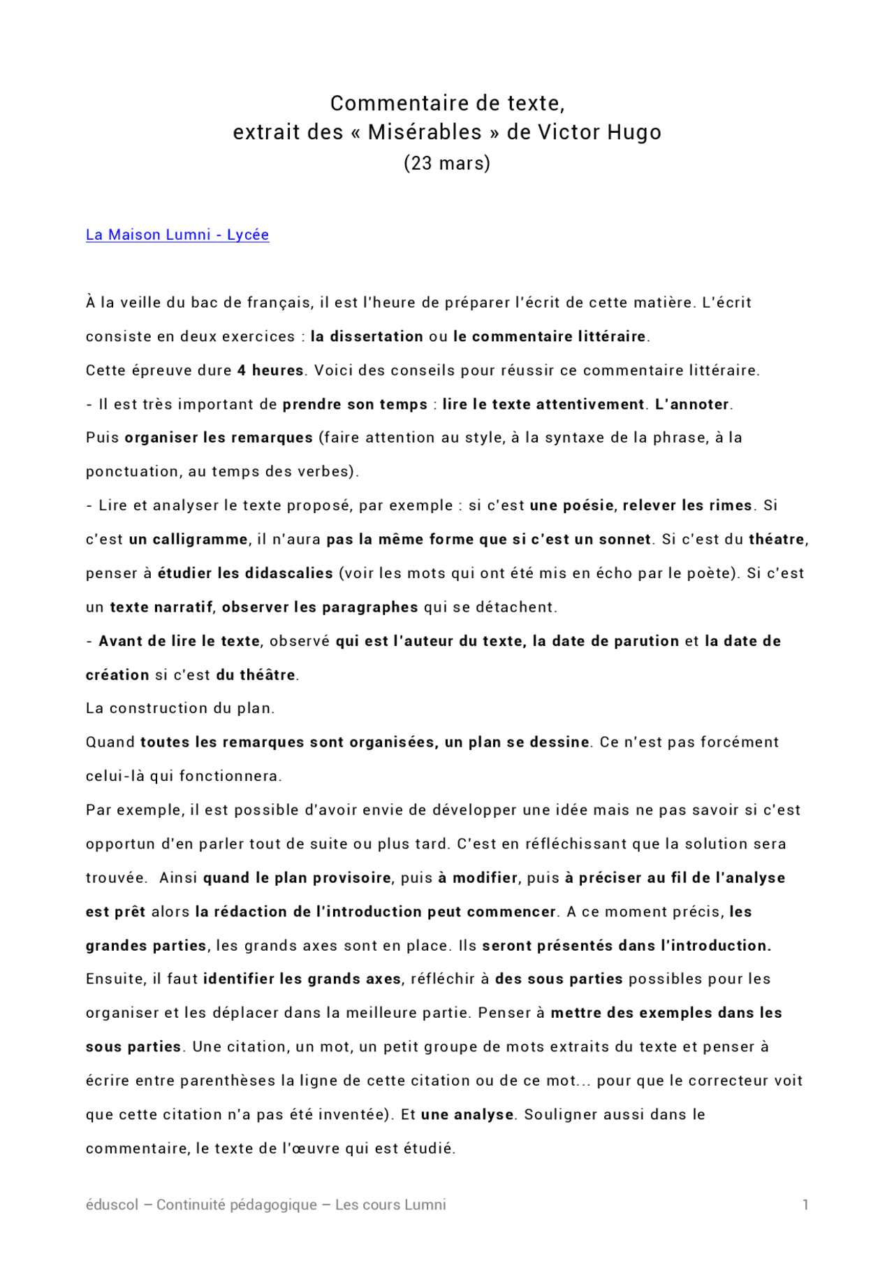 Sujet Commentaire De Texte Théâtre Corrigé www.docsity.com