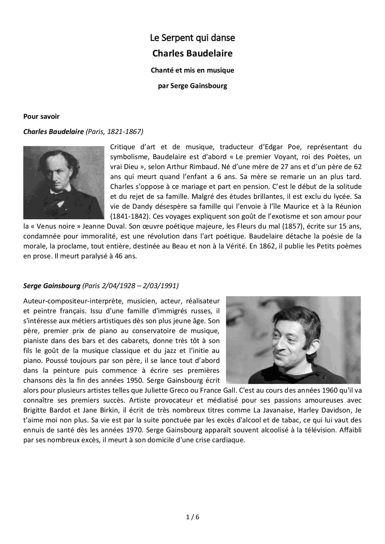 Le Serpent Qui Danse Analyse Linéaire Pdf Le Serpent qui danse Charles Baudelaire | Résumés Histoire de la Musique |  Docsity