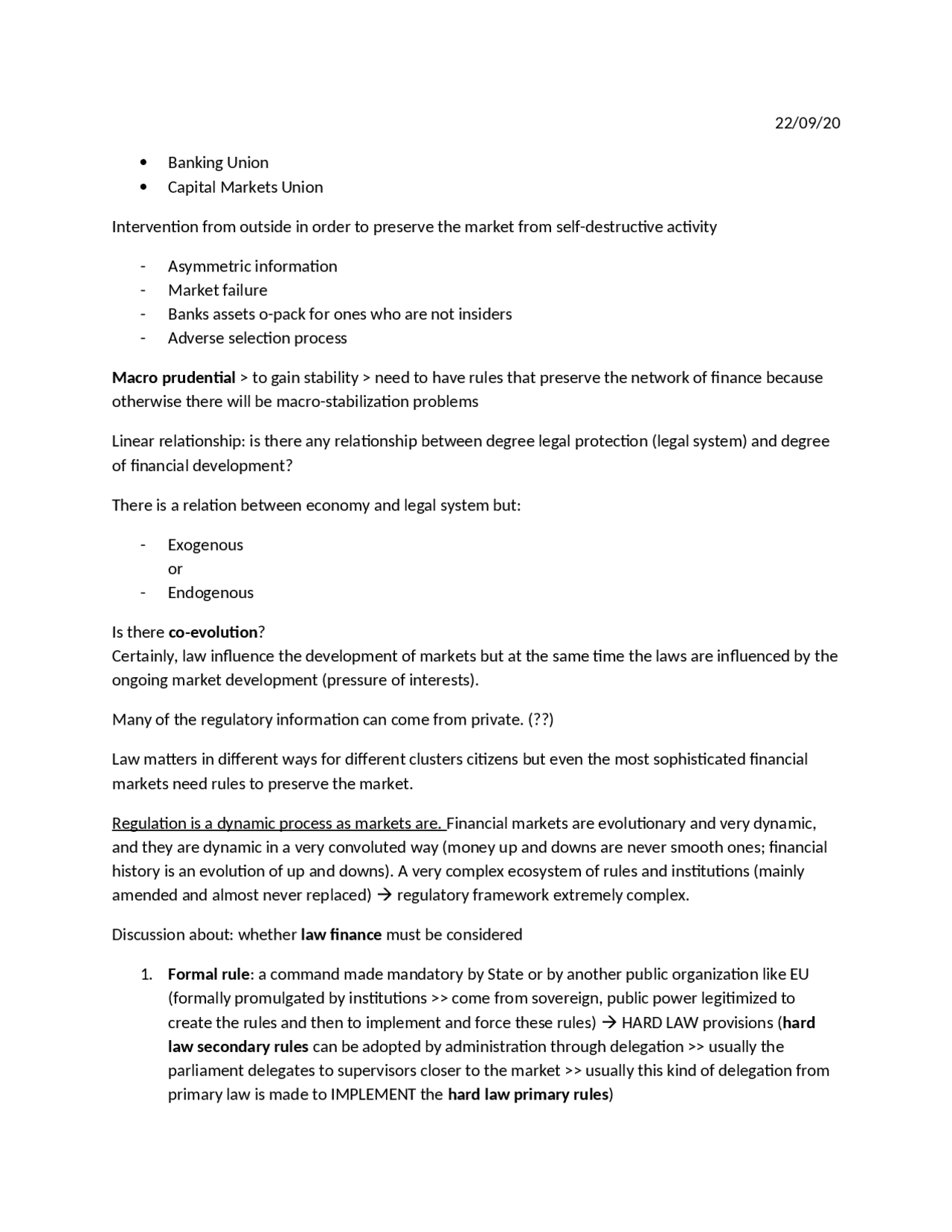 European Capital Markets and Banking Regulation | Study notes of ...