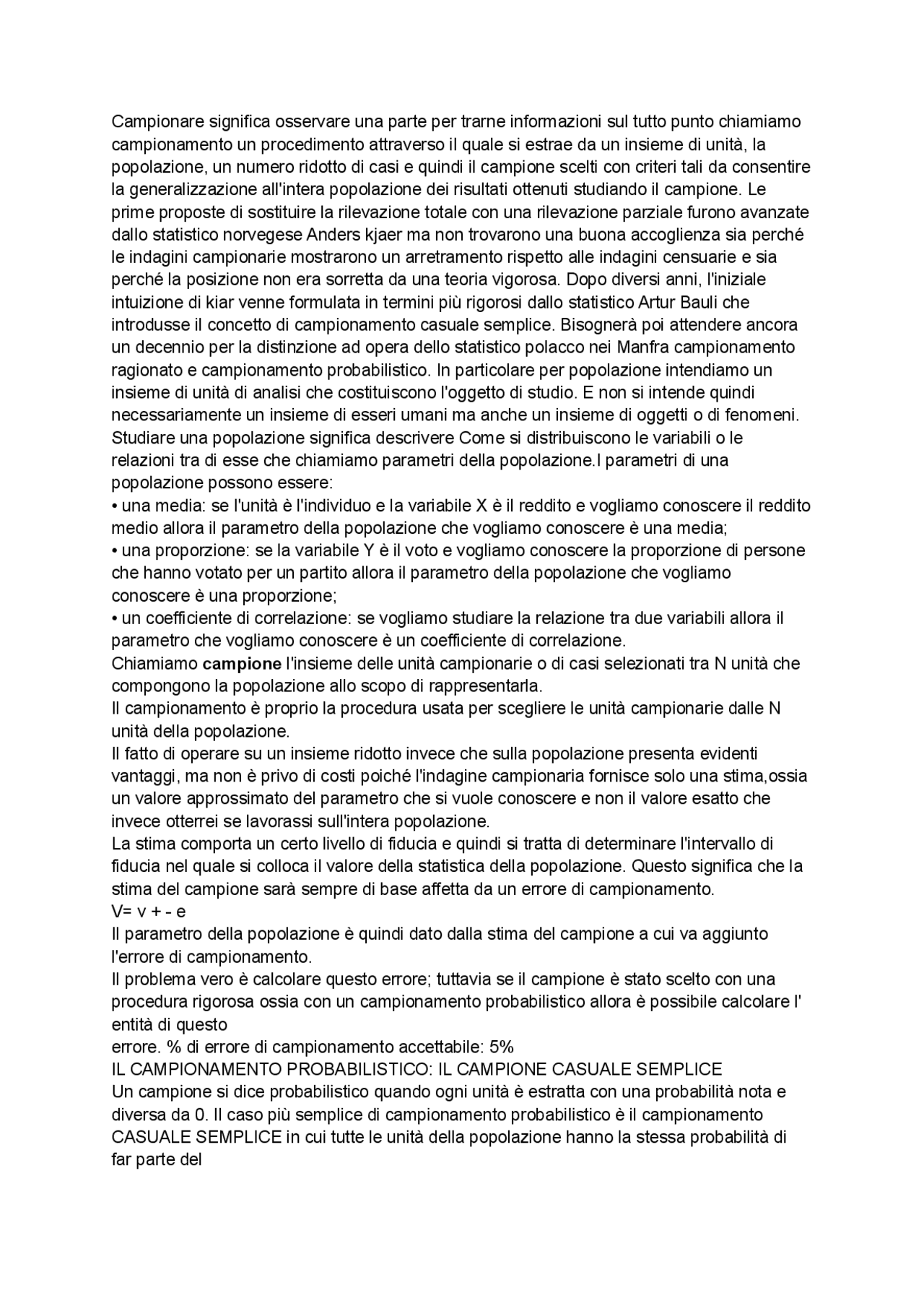 Campionamento Statistico Concetti Base e Tipi di Campionamento