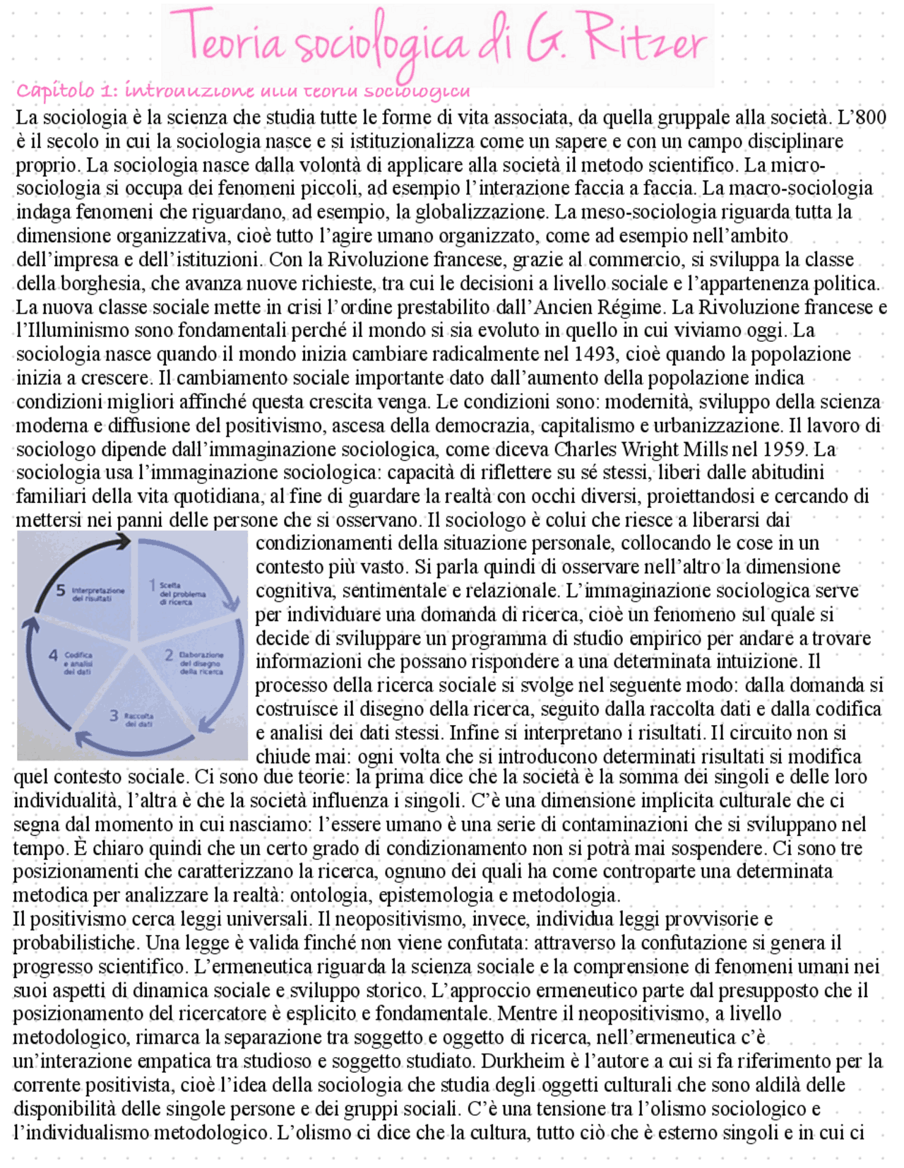 Teoria sociologica di G. Ritzer | Dispense di Sociologia - Docsity