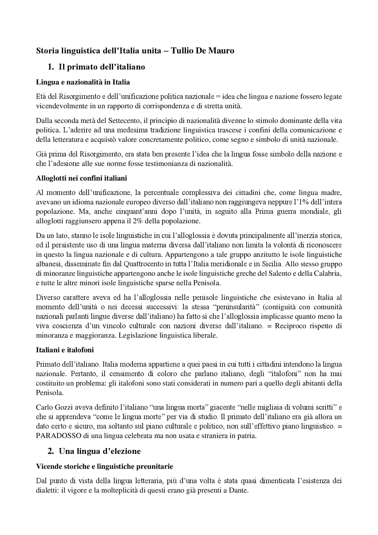 storia linguistica dell italia unita